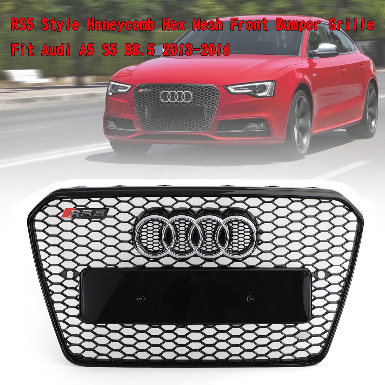 RS5 Stijl Honingraat Hex Mesh Voorbumper Grille Fit Audi A5 S5 B8.5 2013-2016