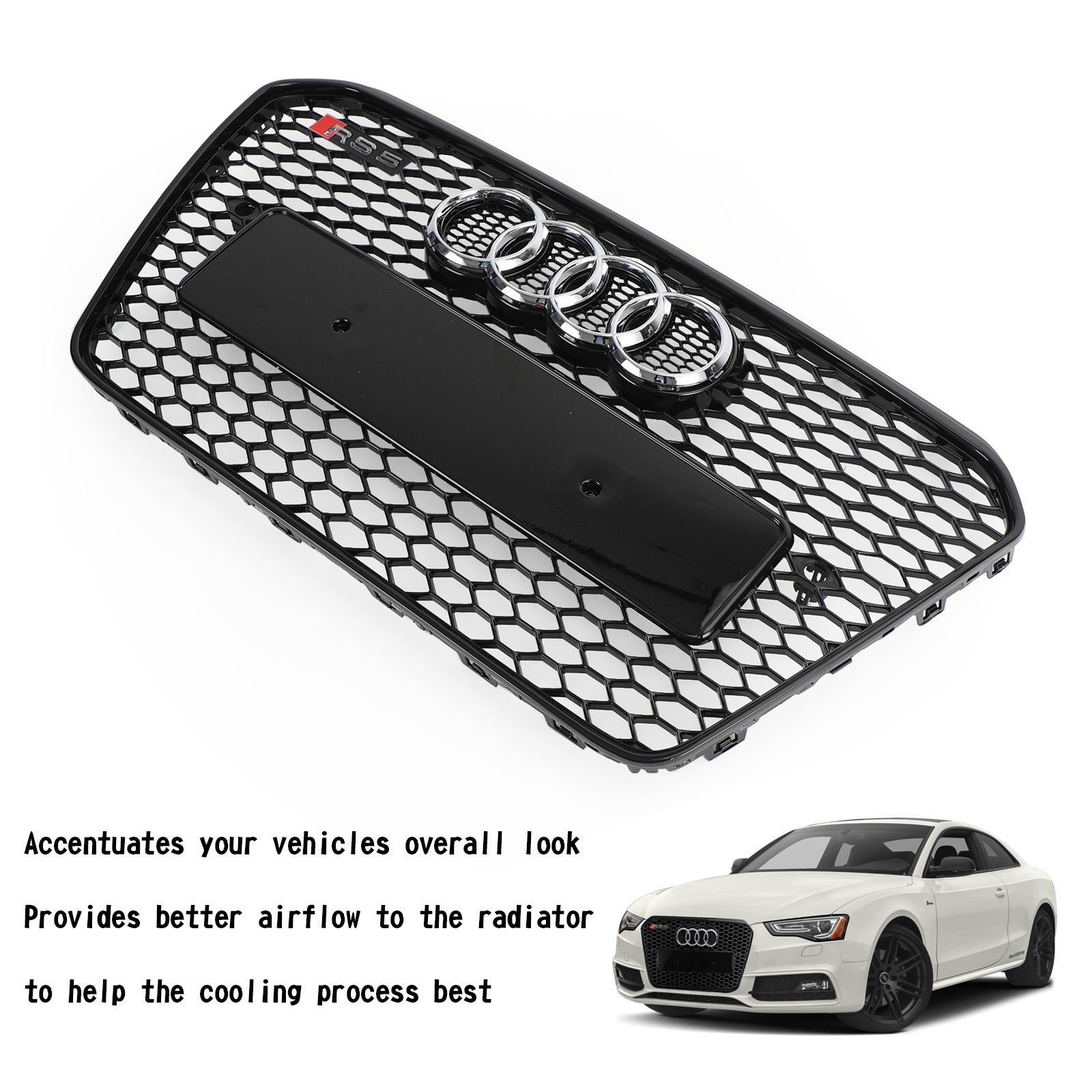 RS5 Stijl Honingraat Hex Mesh Voorbumper Grille Fit Audi A5 S5 B8.5 2013-2016