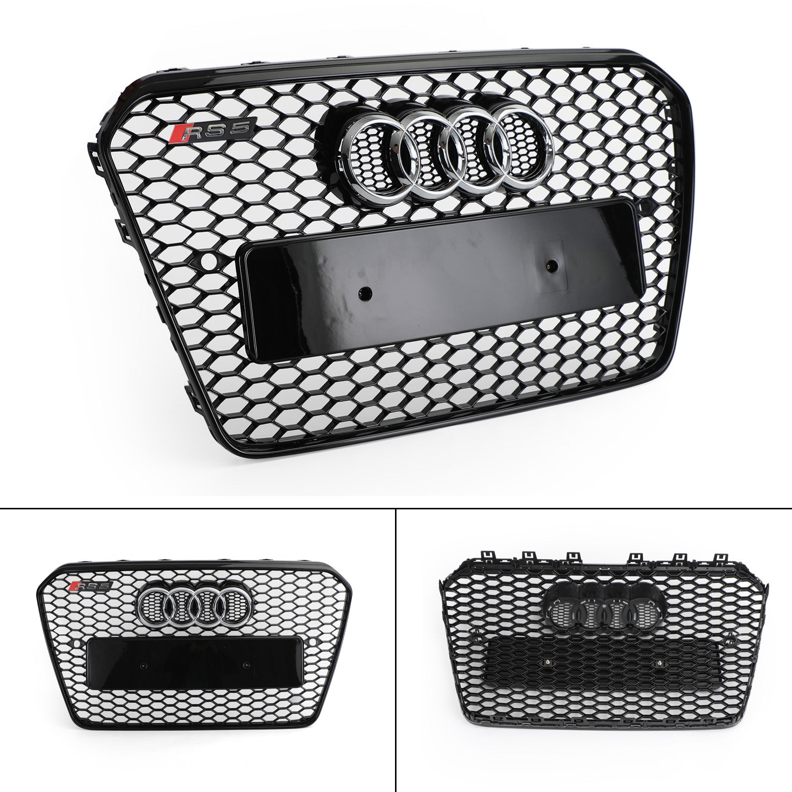 RS5 Style Honeycomb Hex Mesh Front Bumper Grille Fit Audi A5 S5 B8.5 2013-2016