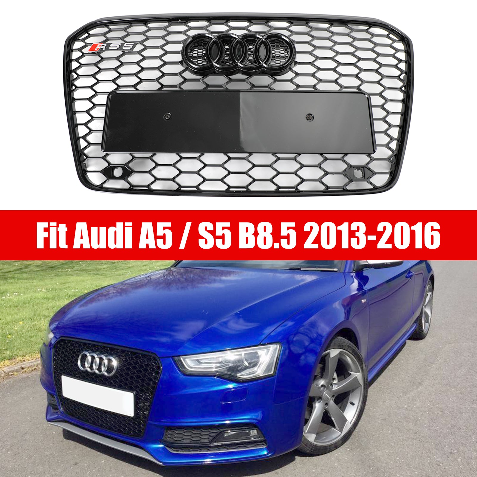 2013-2016 Audi A5 / S5 B8.5 style Honeycomb Mesh Front Bumper Grille Grill