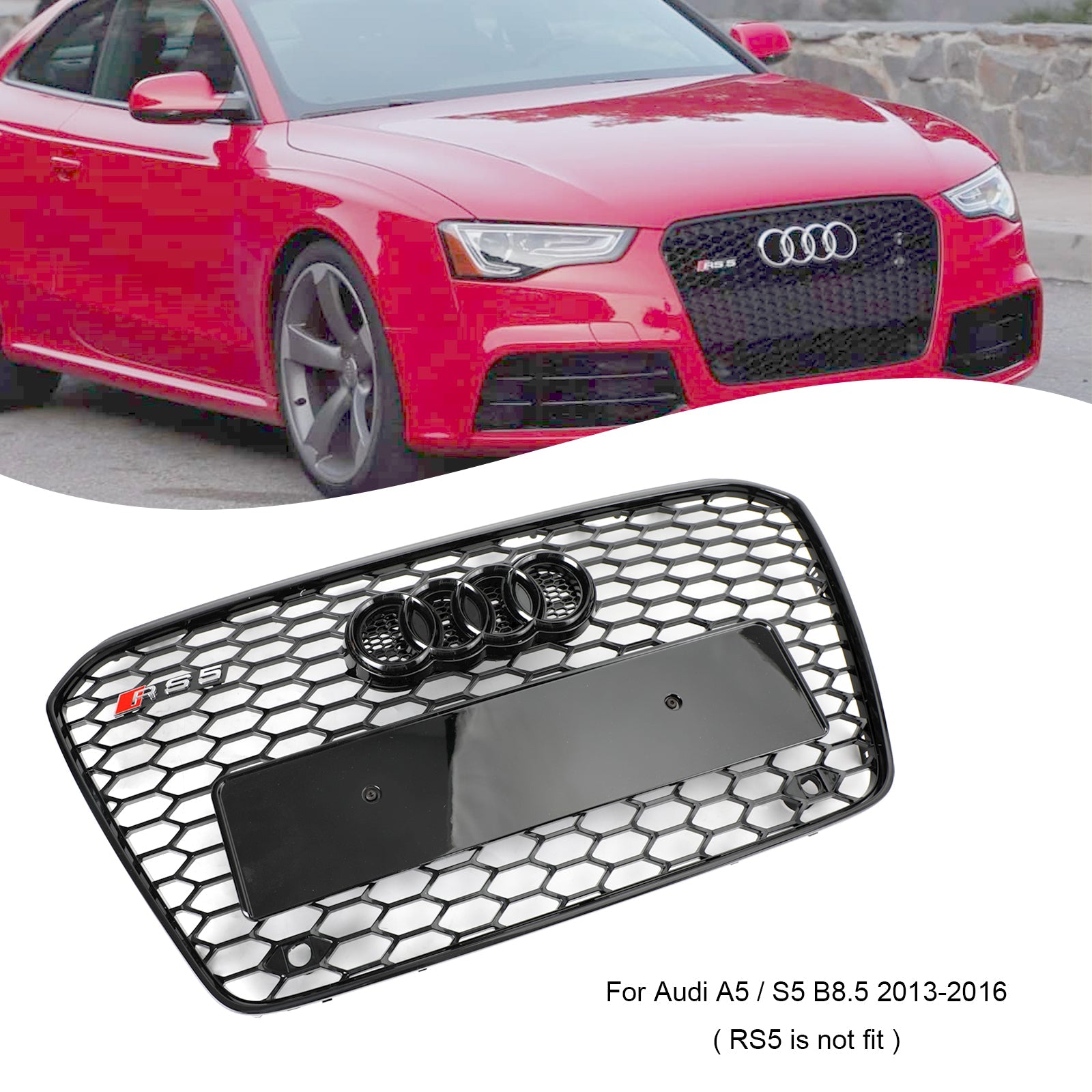 Calandre avant 2013-2016 Audi A5 / S5 B8.5 style grille de pare-chocs avant en maille nid d'abeille