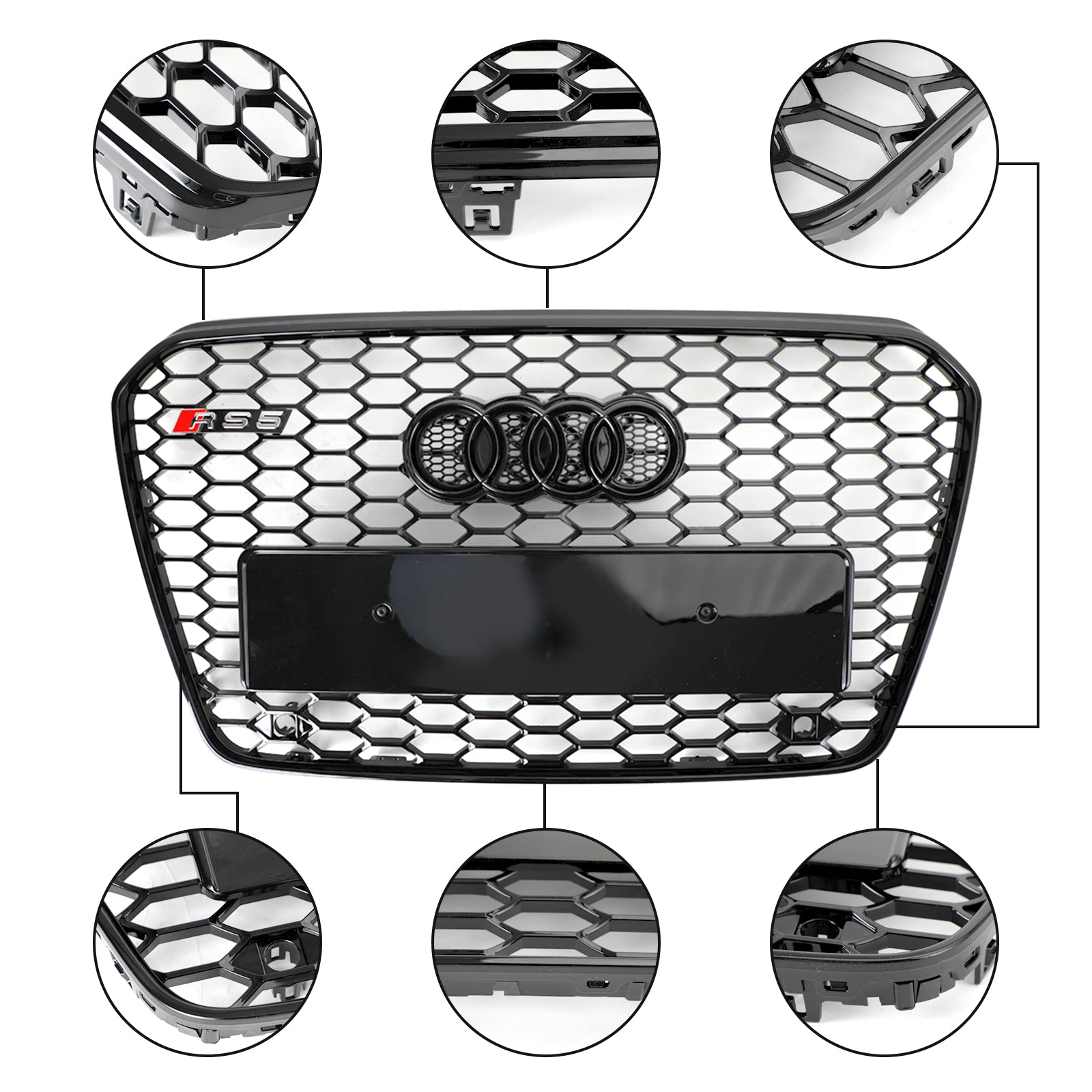 Calandre avant 2013-2016 Audi A5 / S5 B8.5 style grille de pare-chocs avant en maille nid d'abeille