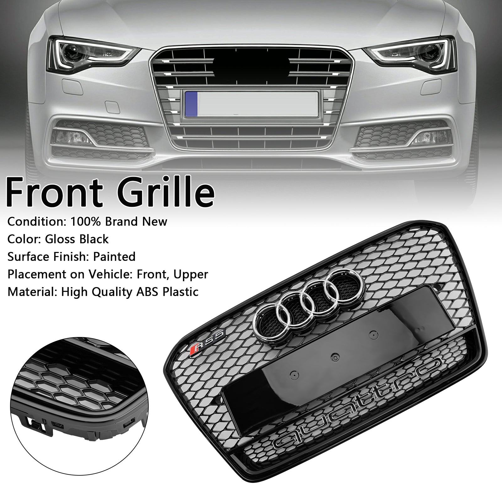 2013 2014 2015 2016 Audi A5 S5 B8.5 RS5 Style Grille de pare-chocs avant en nid d'abeille