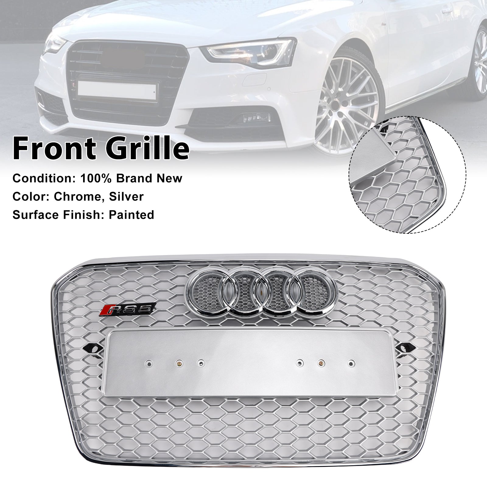 2013-2016 Audi A5 S5 B8.5 Grille de calandre de pare-chocs avant de style RS5