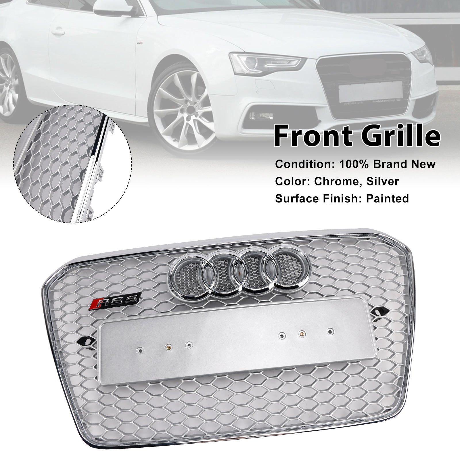2013-2016 Audi A5 S5 B8.5 Grille de calandre de pare-chocs avant de style RS5