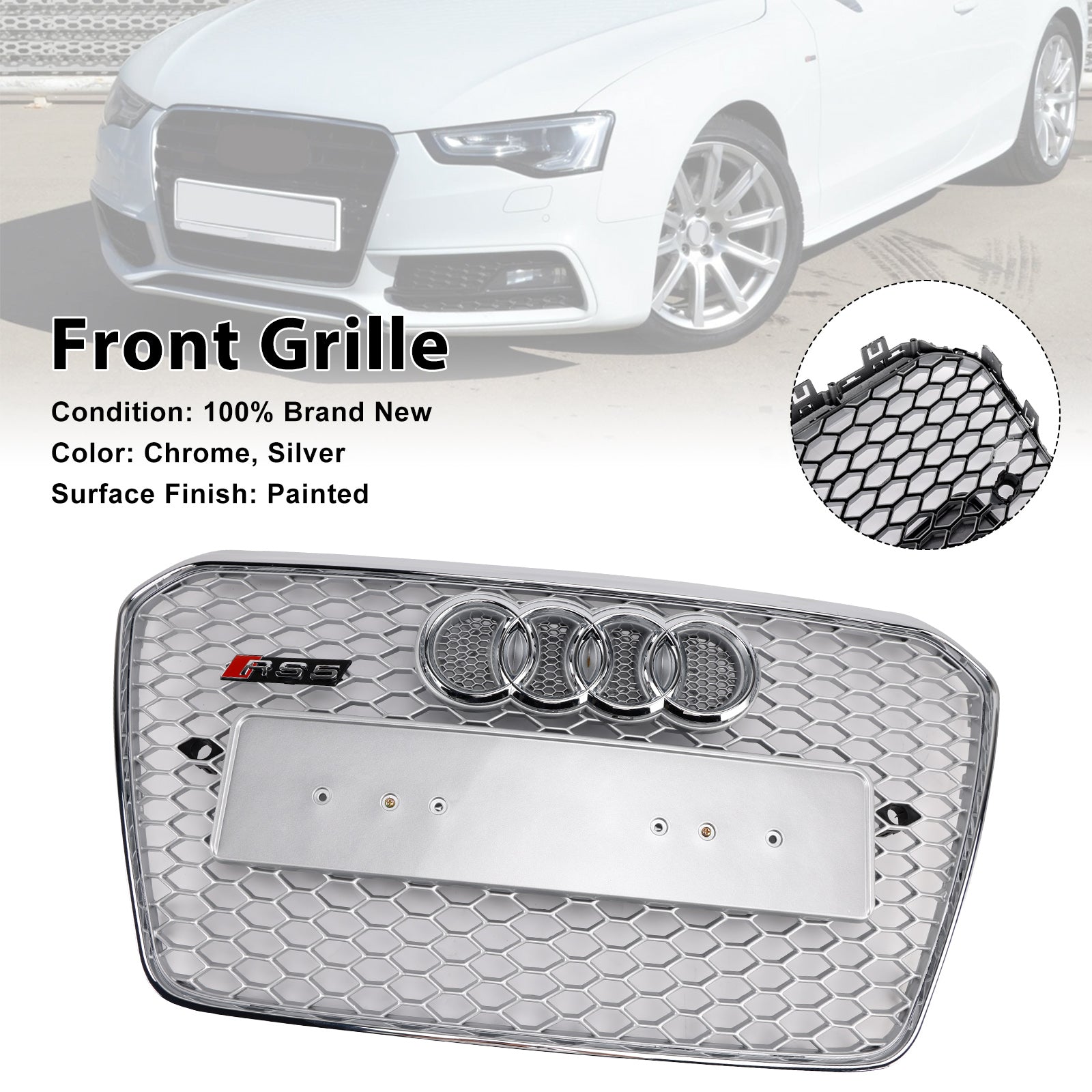 2013-2016 Audi A5 S5 B8.5 Grille de calandre de pare-chocs avant de style RS5