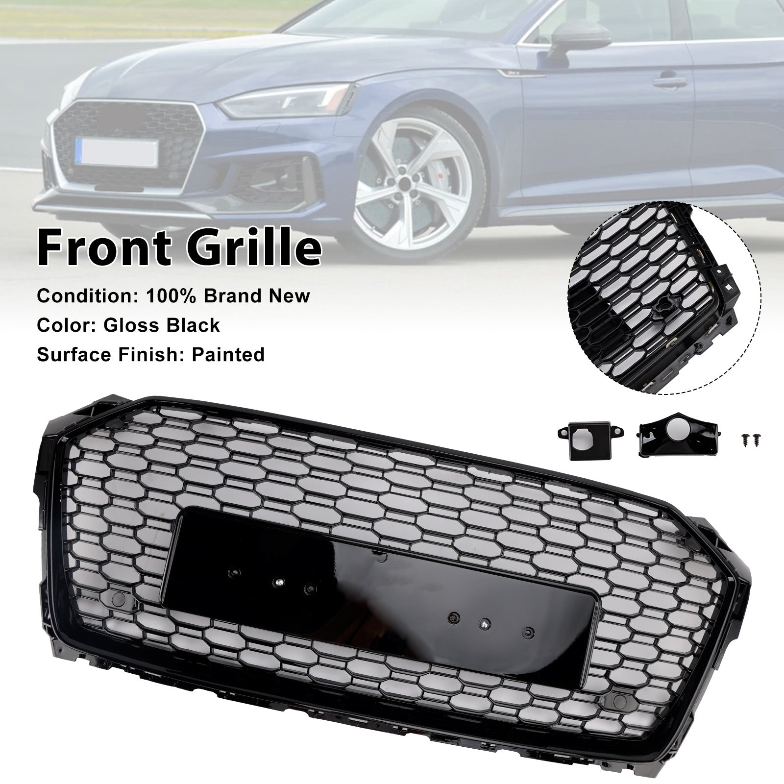 Calandre avant en nid d'abeille style sport Audi A5 S5 B9 RS5 2017-2019 8W6853651ABFUQ
