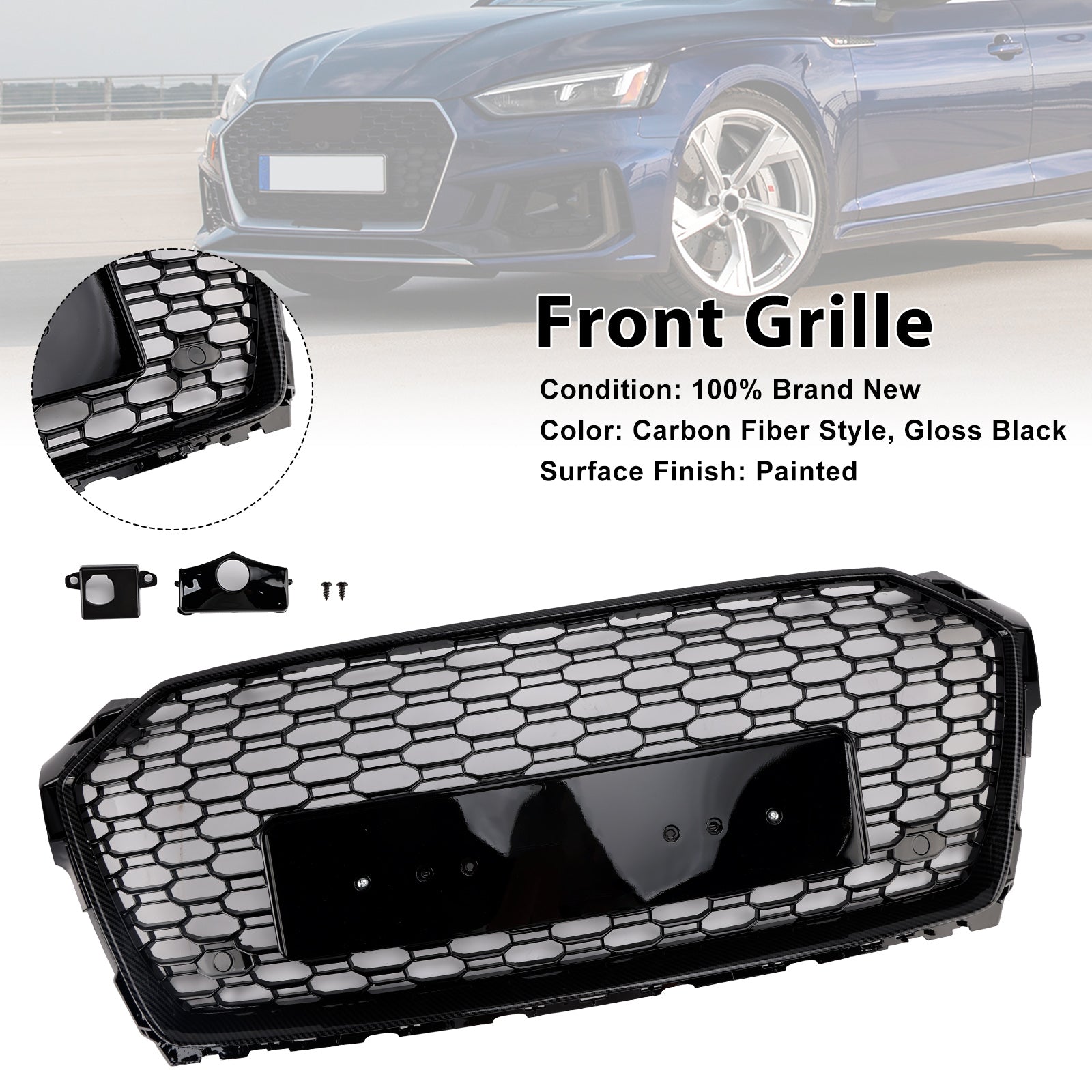 Grille de calandre avant en nid d'abeille pour Audi A5 S5 B9 RS5 Style Sport 2017-2019