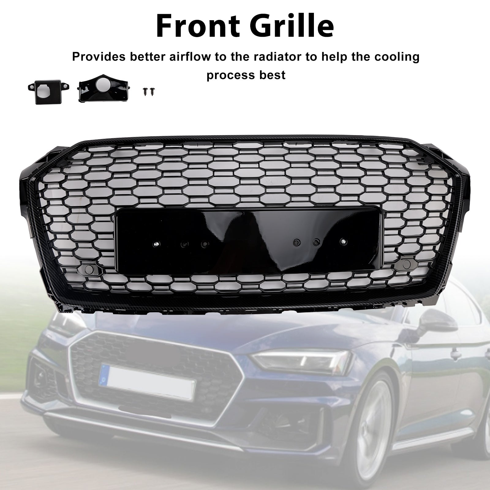 Grille de calandre avant en nid d'abeille pour Audi A5 S5 B9 RS5 Style Sport 2017-2019