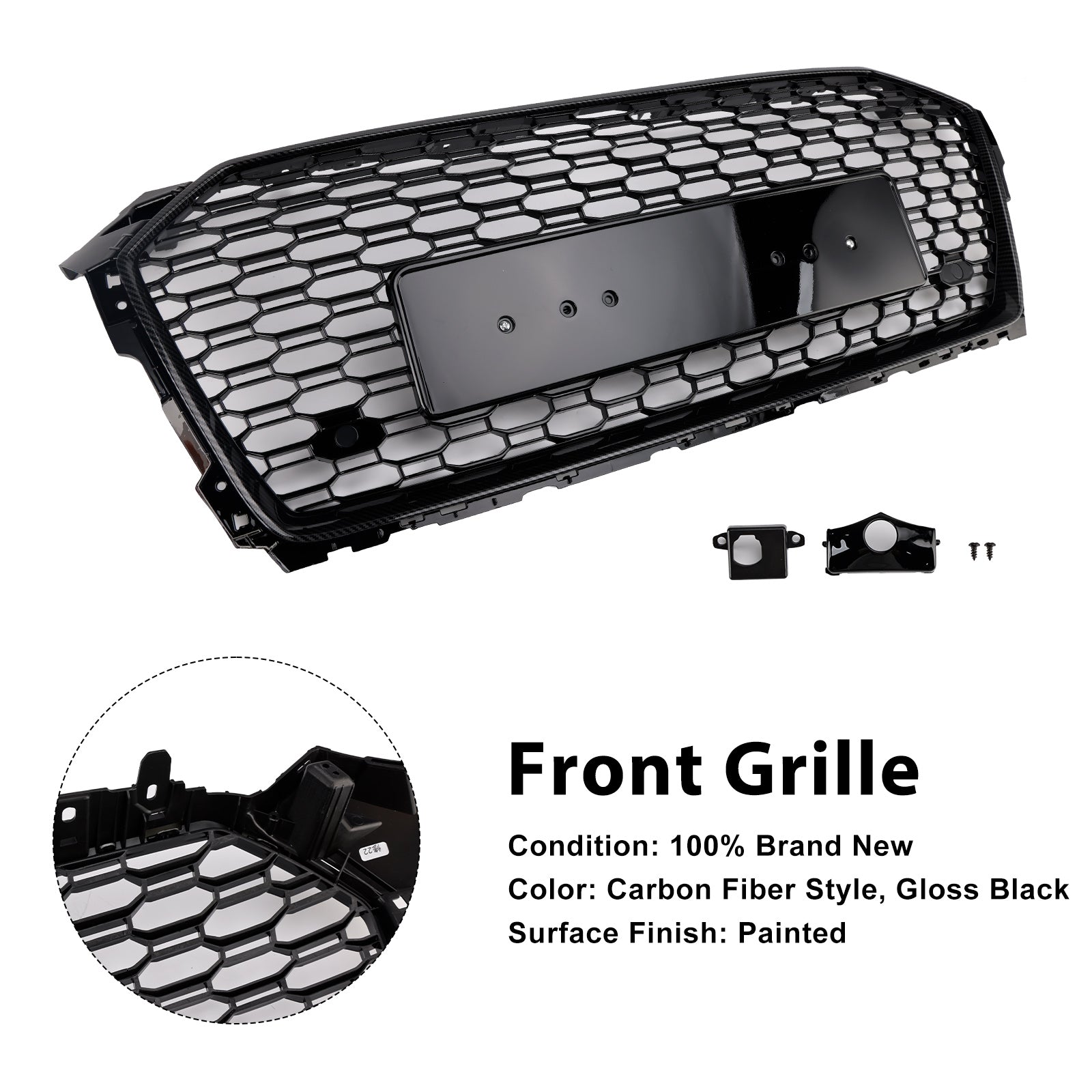 Grille de calandre avant en nid d'abeille pour Audi A5 S5 B9 RS5 Style Sport 2017-2019