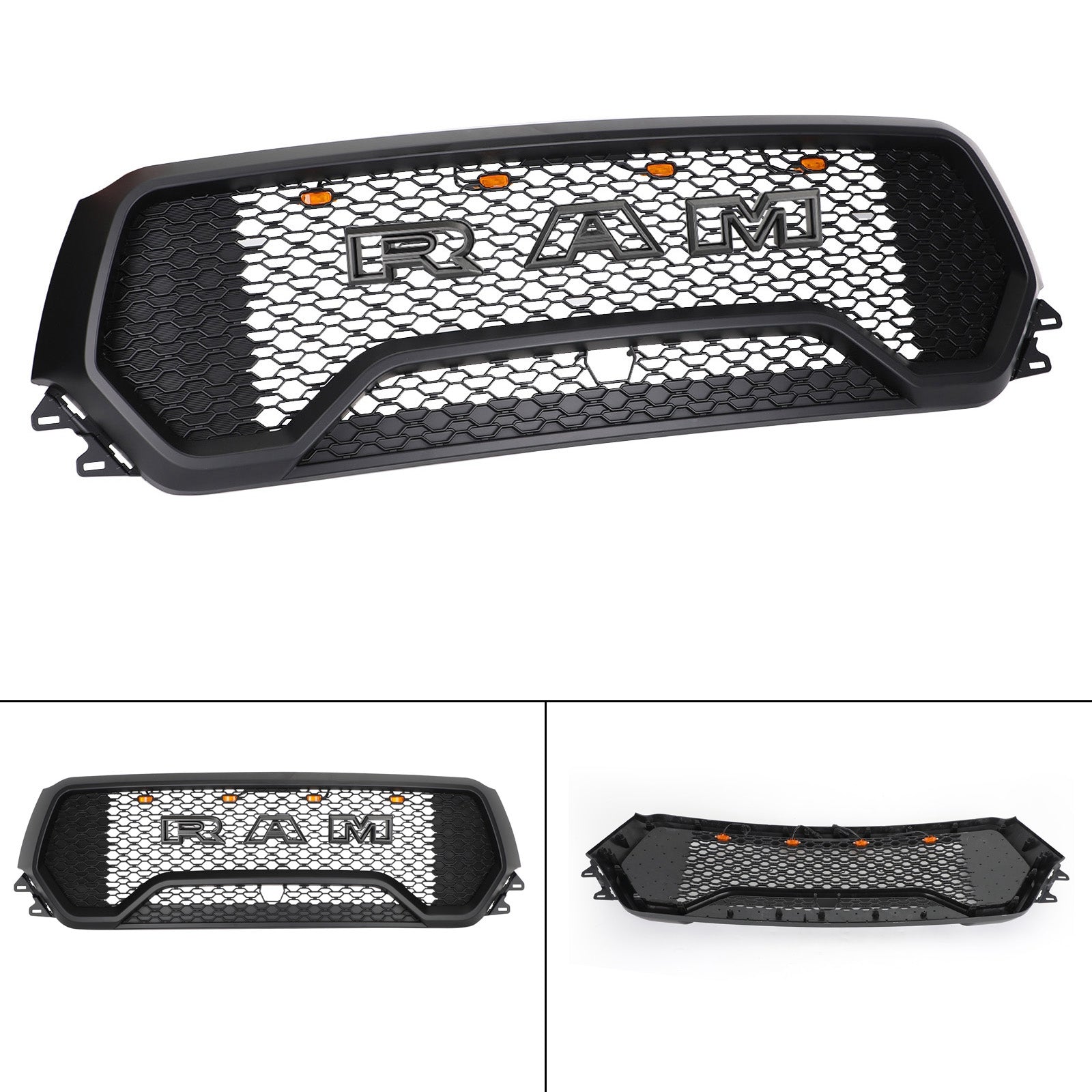 Grille de capot supérieure avant en nid d'abeille à LED de style Dodge Ram 1500 TRX 2019-2022