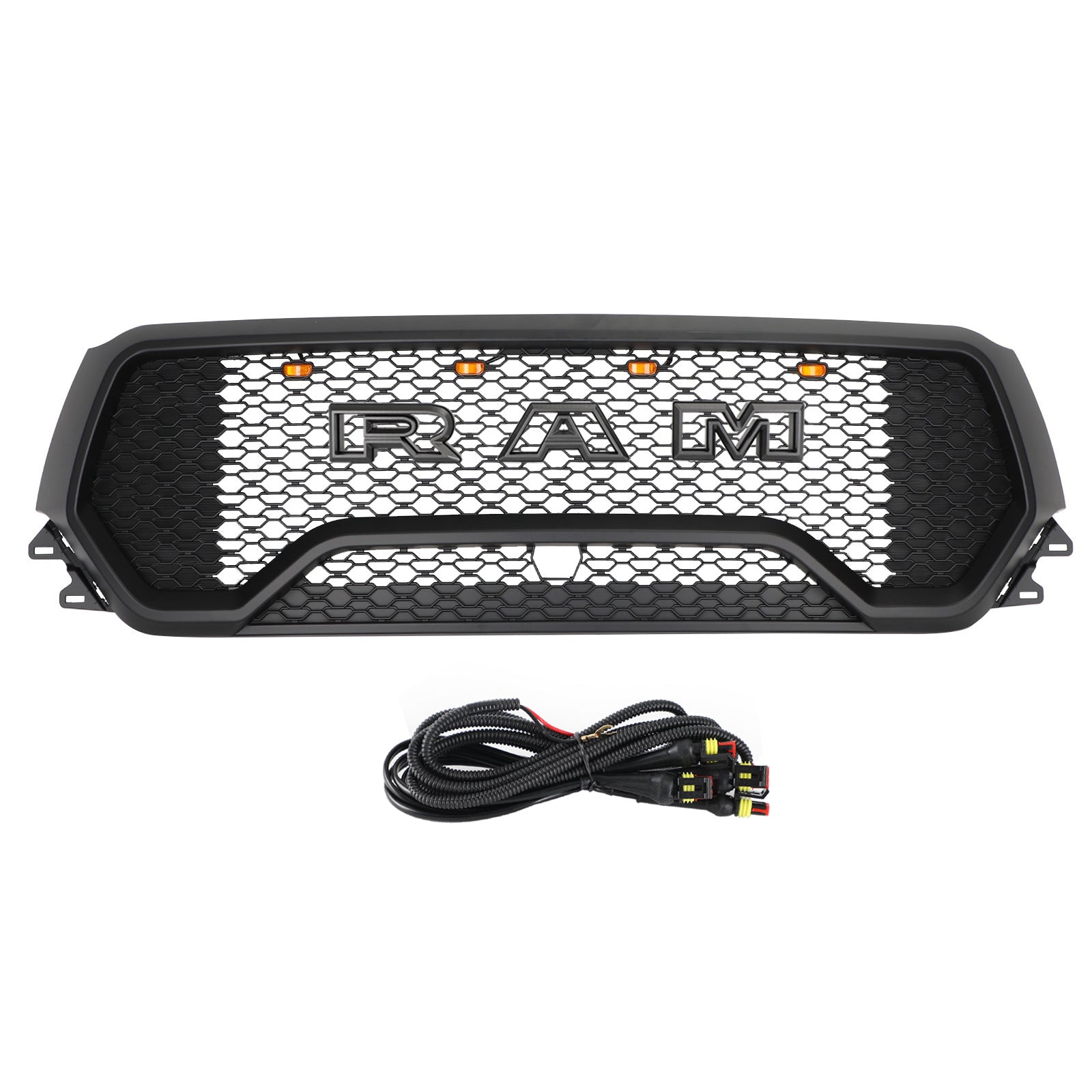 Grille de capot supérieure avant en nid d'abeille à LED de style Dodge Ram 1500 TRX 2019-2022