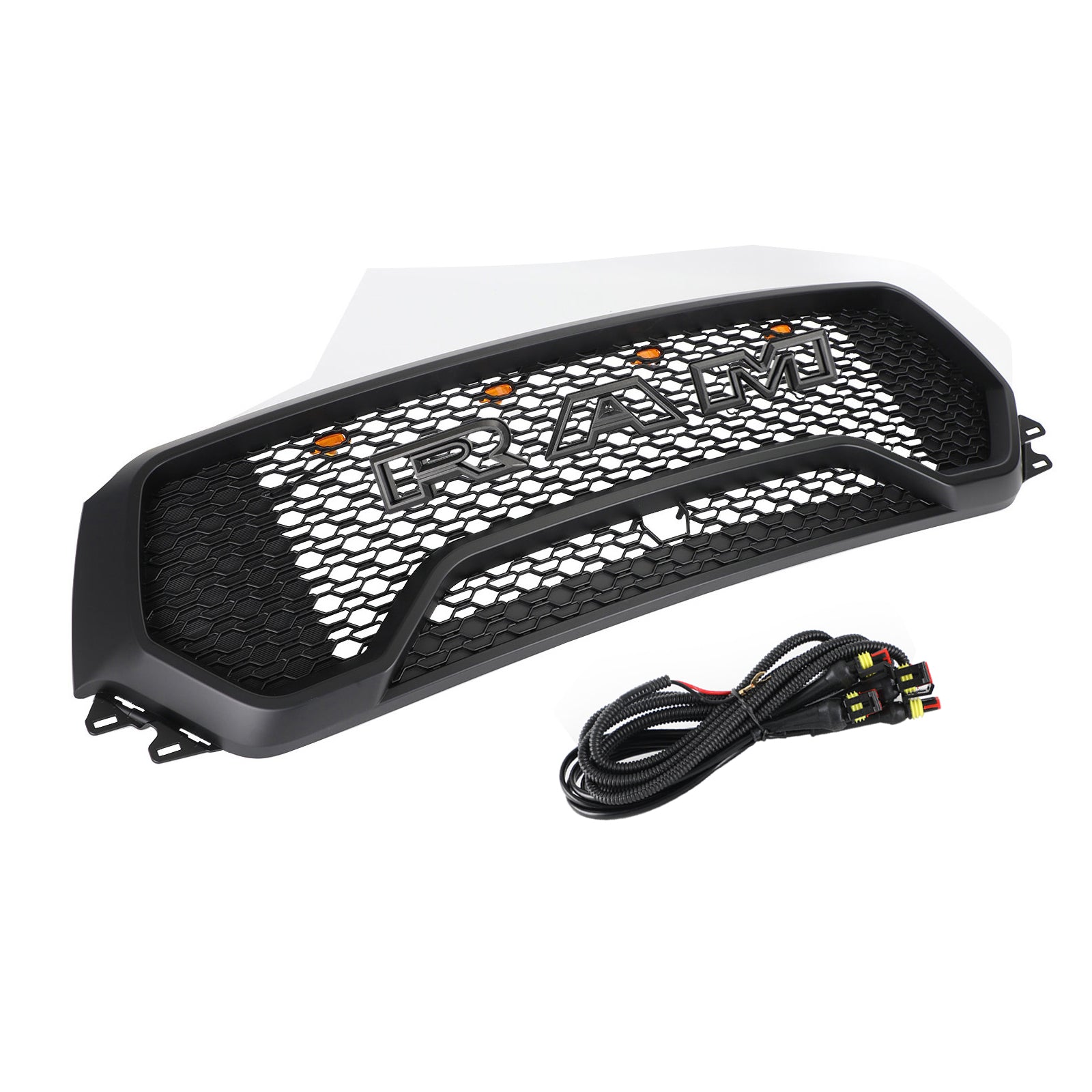 Grille de capot supérieure avant en nid d'abeille à LED de style Dodge Ram 1500 TRX 2019-2022