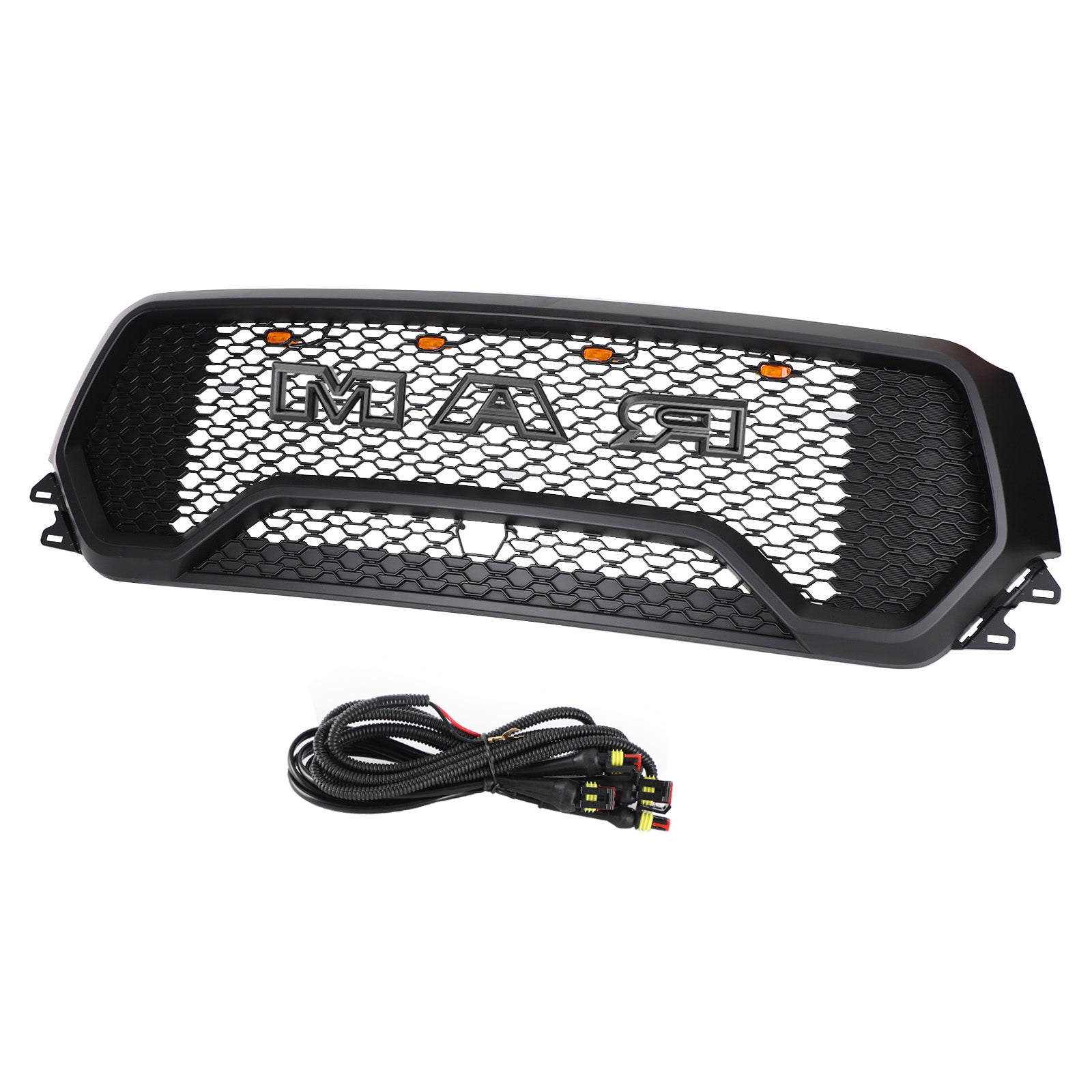 Grille de capot supérieure avant en nid d'abeille à LED de style Dodge Ram 1500 TRX 2019-2022