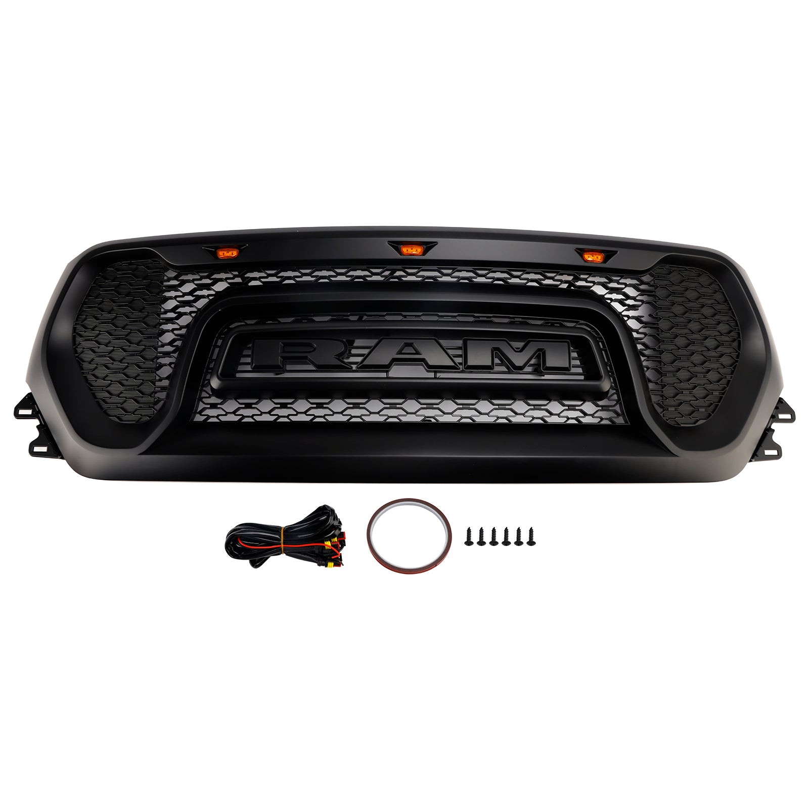 2019-2024 Dodge Ram 1500 Black Front Honeycomb Upper Hood Grille Grill