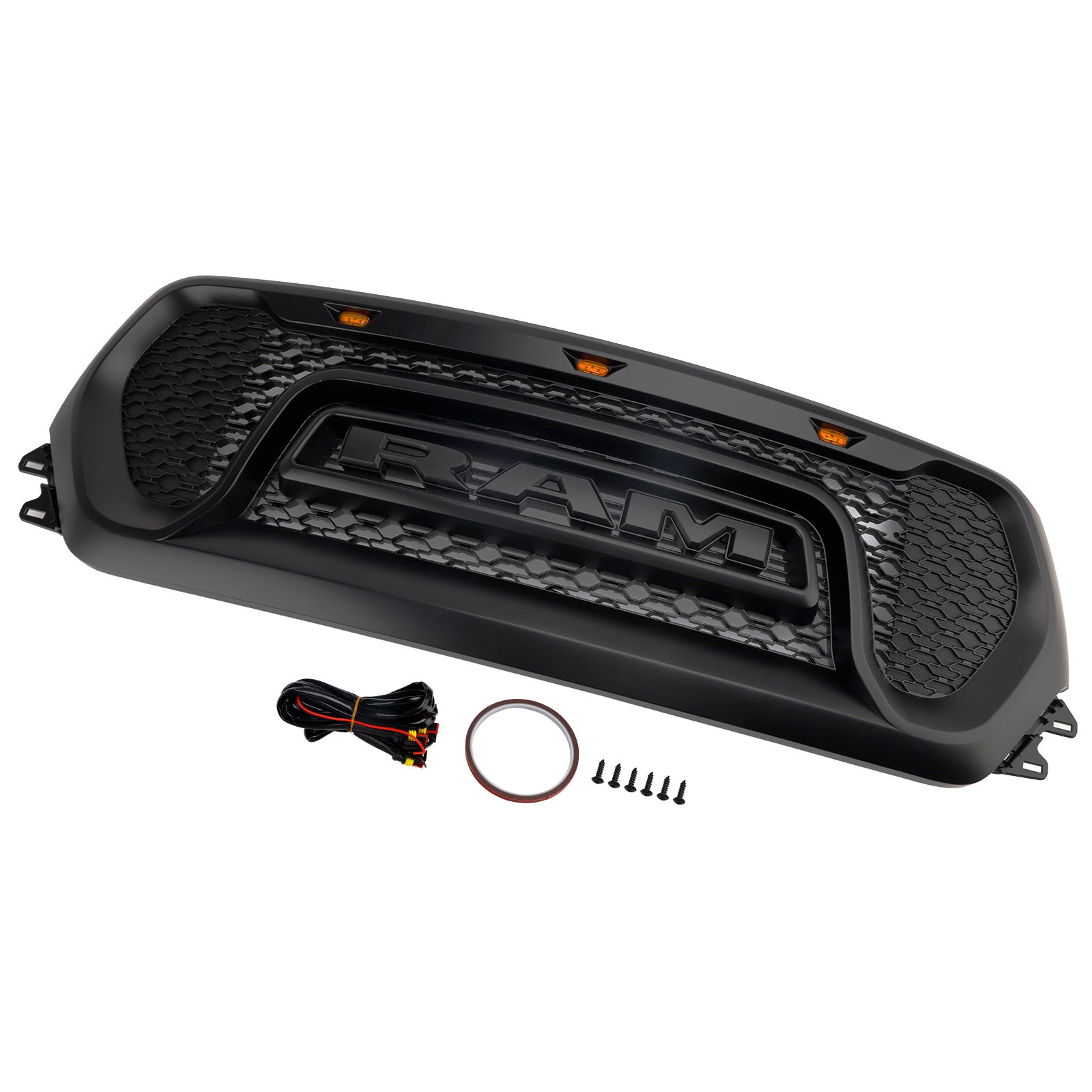 2019-2024 Dodge Ram 1500 Black Front Honeycomb Upper Hood Grille Grill