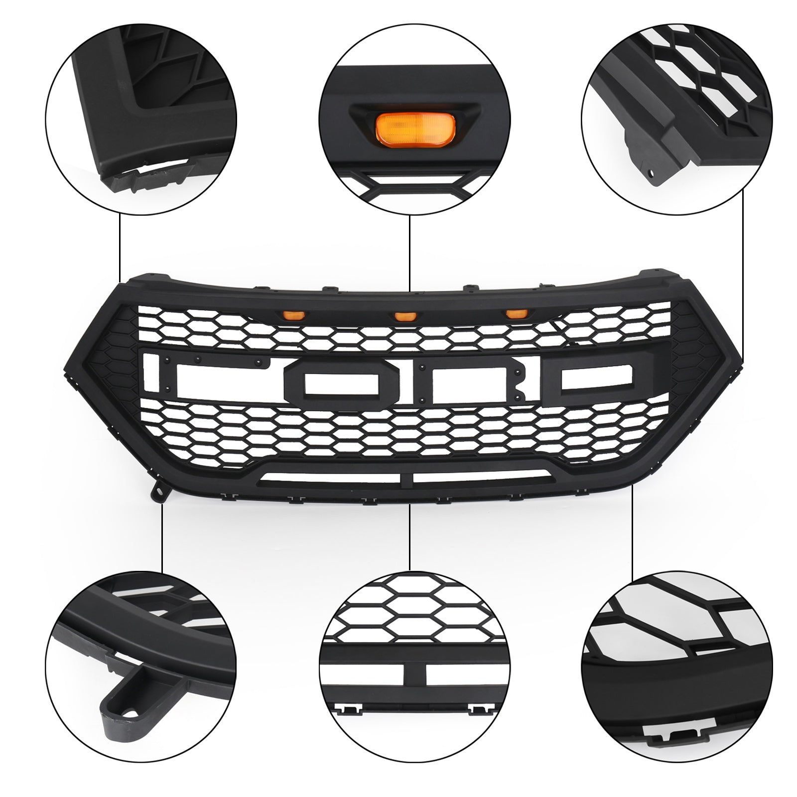 2015-2018 Ford Edge Raptor Style voorbumpergrille, bovenste grille, zwart