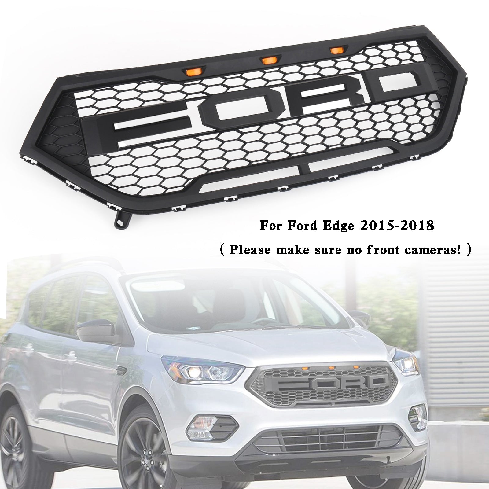 Edge Raptor Style Voorbumpergrille Bovenste Grille Zwart Voor Ford Edge 2015-2018