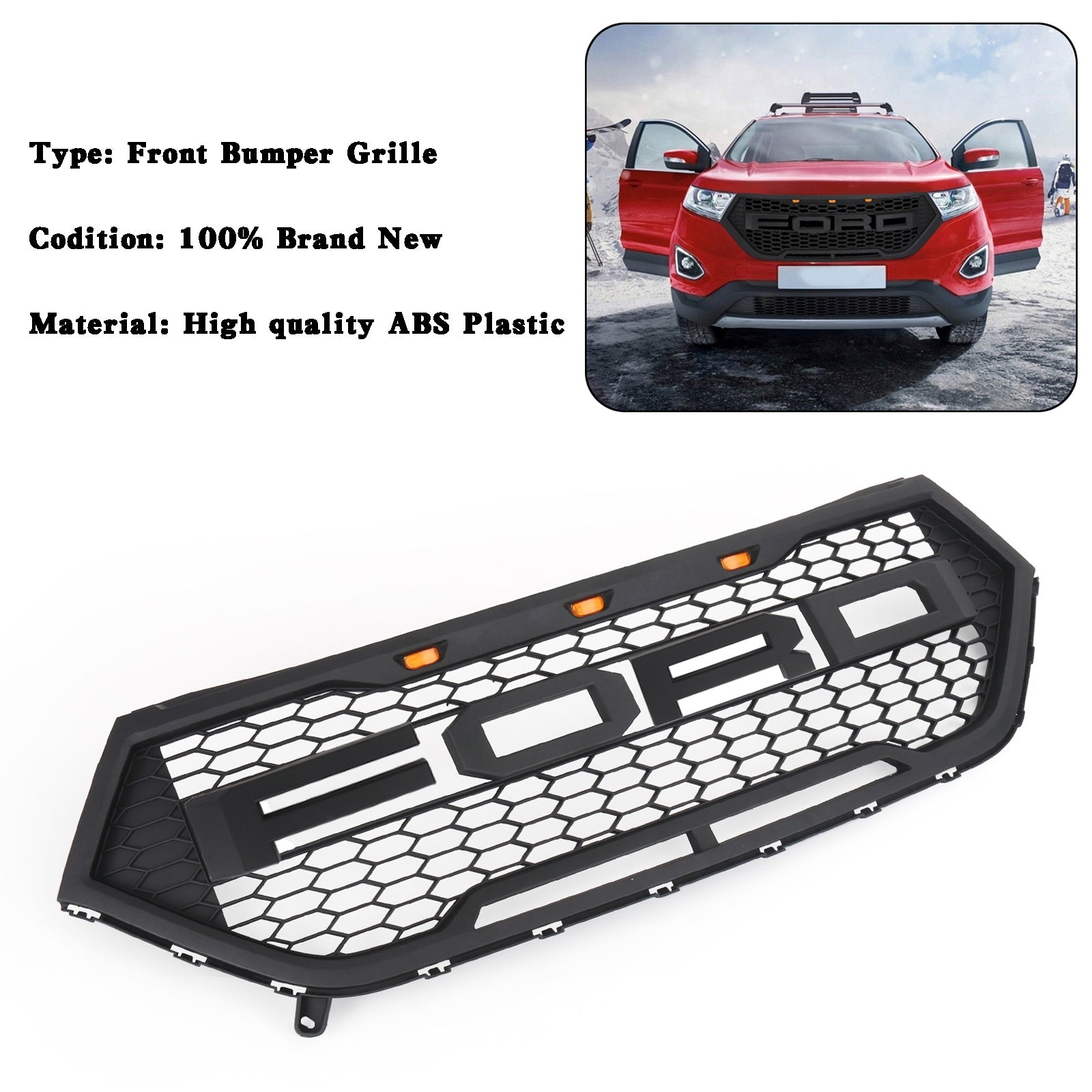 Edge Raptor Style Voorbumpergrille Bovenste Grille Zwart Voor Ford Edge 2015-2018