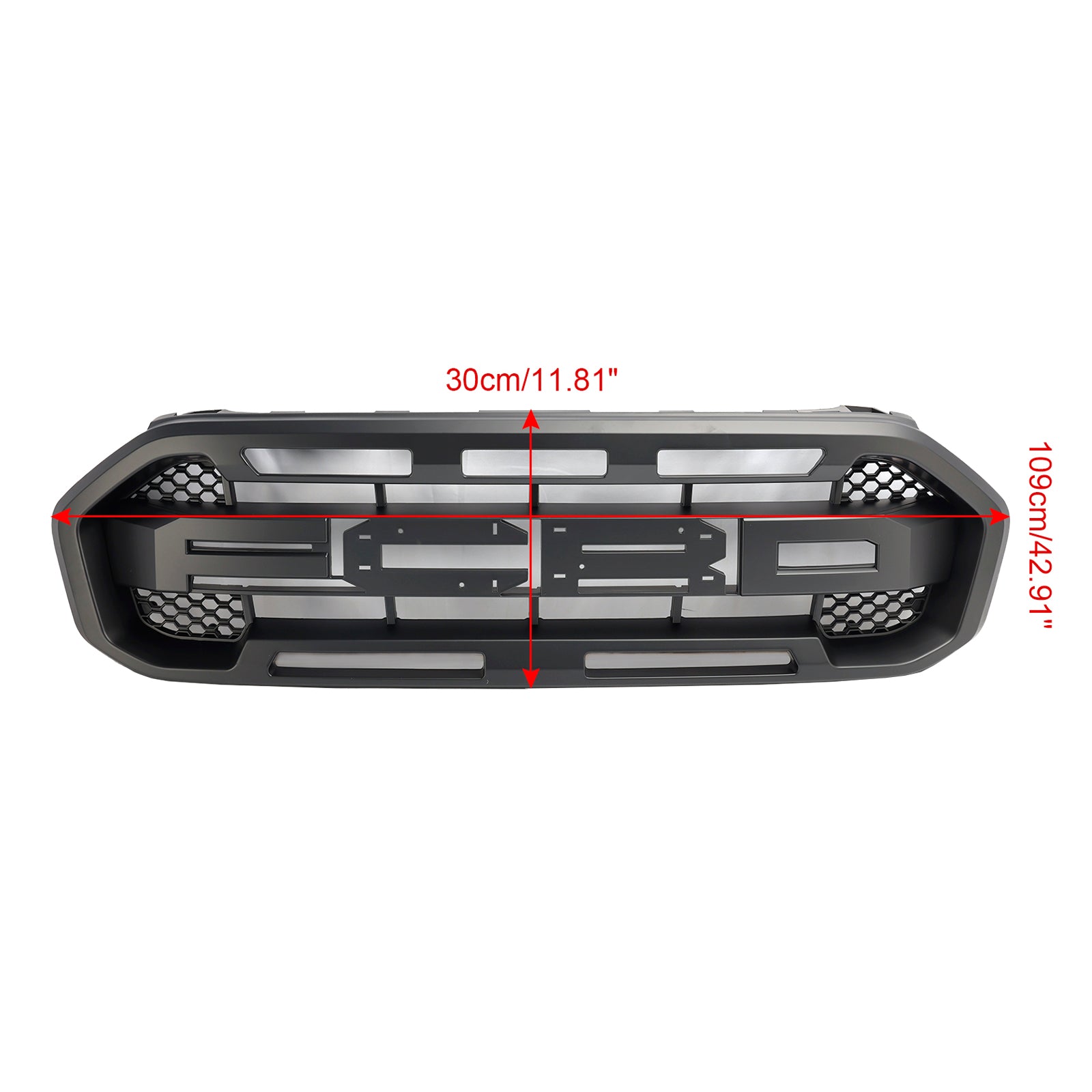 Parrilla superior 2019-2023 (con letras) Parrilla de parachoques delantero estilo Raptor compatible con Ford Ranger negro