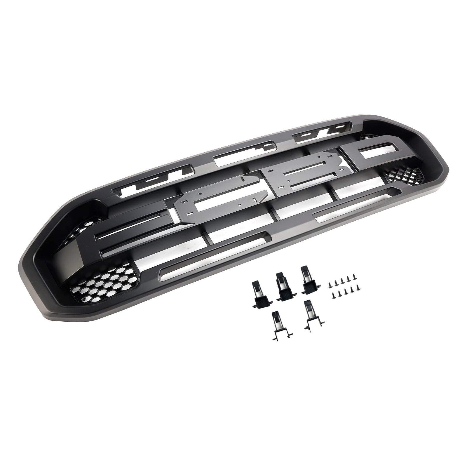 Parrilla superior 2019-2023 (con letras) Parrilla de parachoques delantero estilo Raptor compatible con Ford Ranger negro