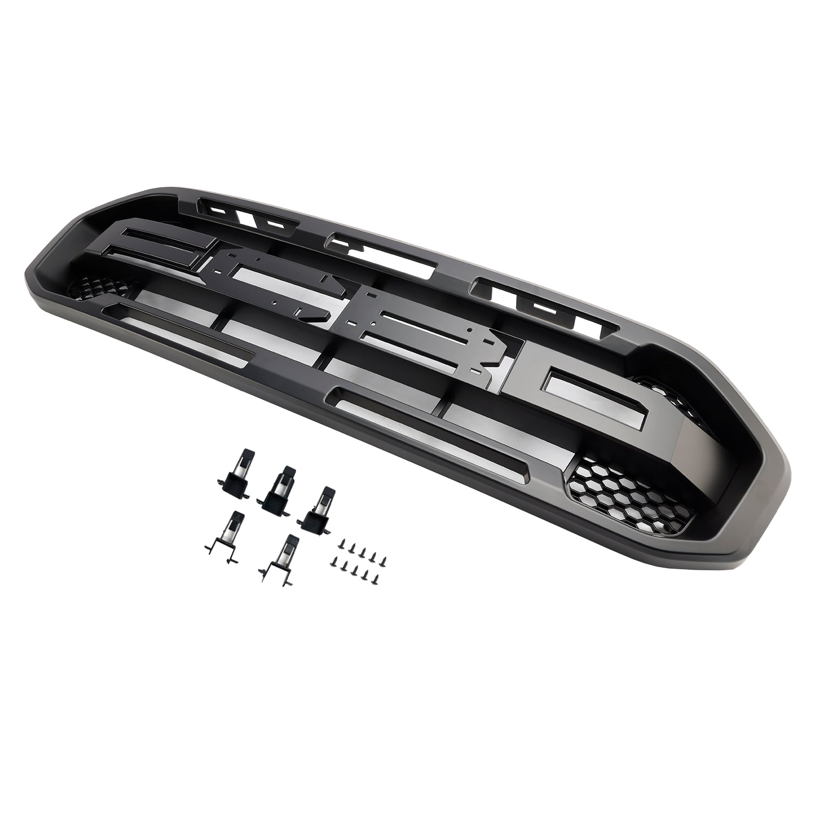 Parrilla superior 2019-2023 (con letras) Parrilla de parachoques delantero estilo Raptor compatible con Ford Ranger negro