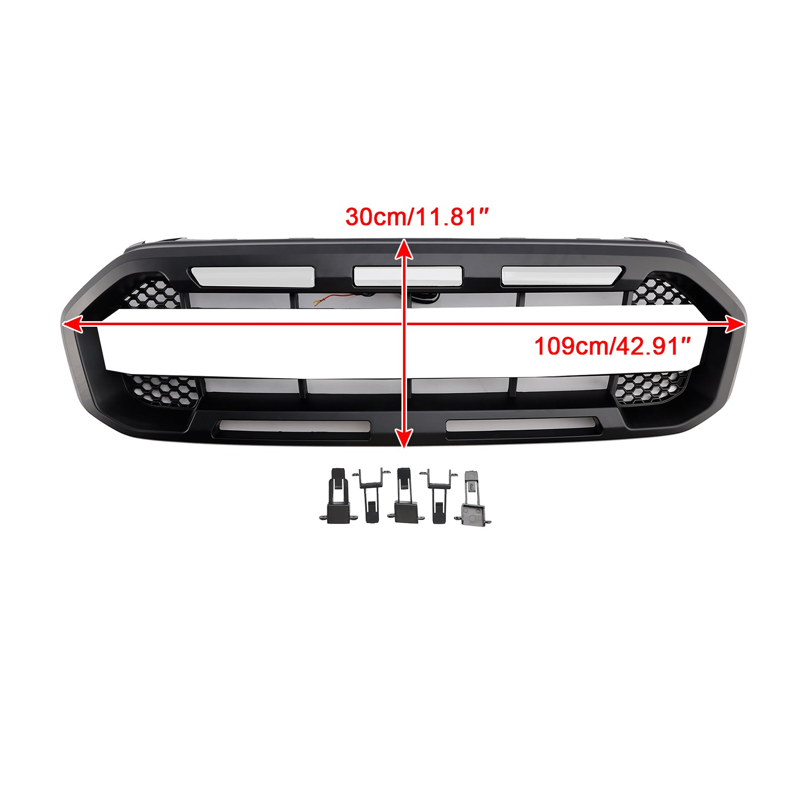 2019-2023 Ford Ranger avec LED blanche Raptor Style calandre de pare-chocs avant noire