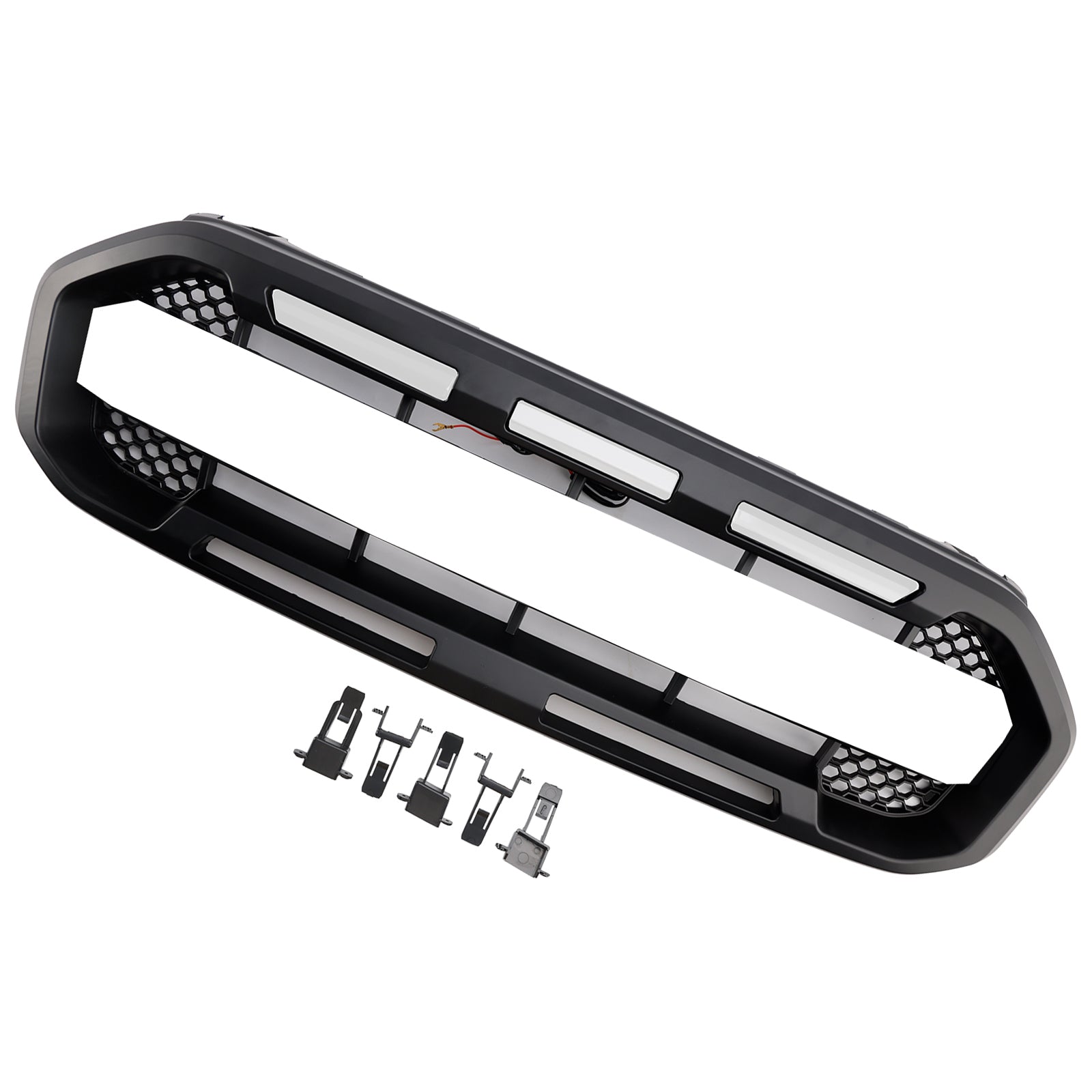 2019 2020 2021 2022 2023 Ford Ranger W/White led Raptor Style Front Bumper Grill Grille Black