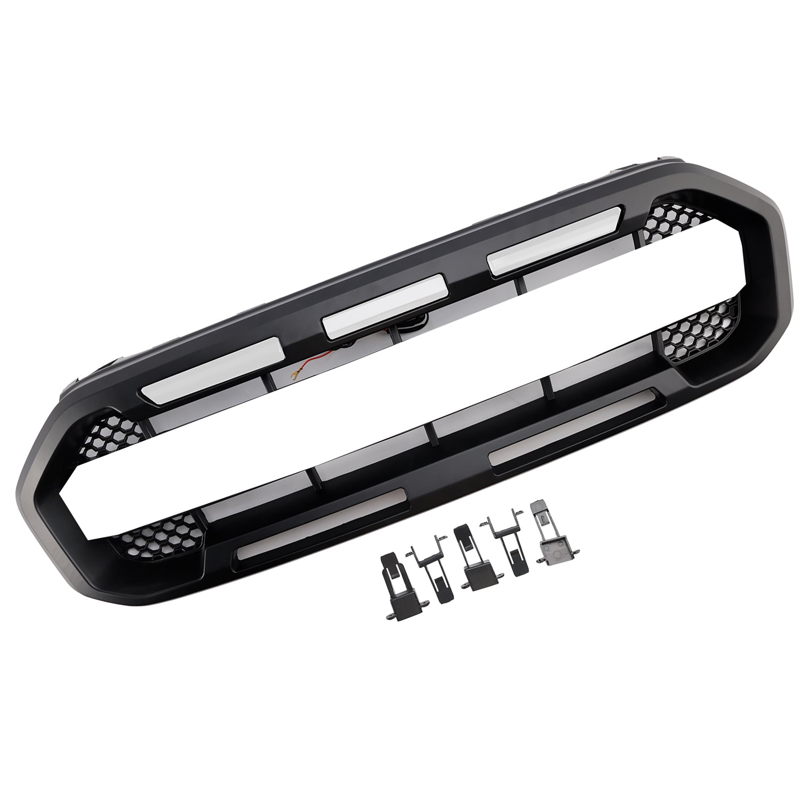 2019 2020 2021 2022 2023 Ford Ranger W/Wit Led Raptor Stijl Voorbumper Grill Grille Zwart