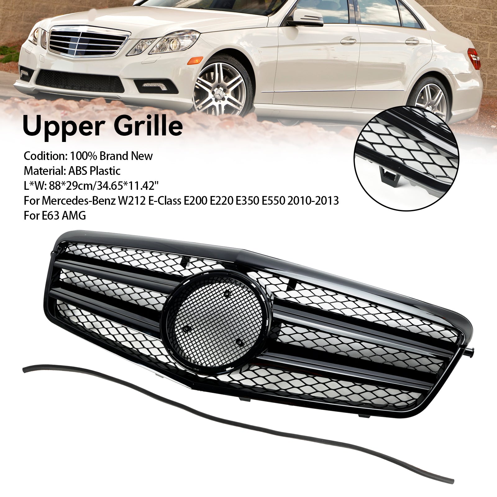 2010 2011 2012 2013 Mercedes Benz E Class W212 E350 E550 Front Bumper Grille Grill