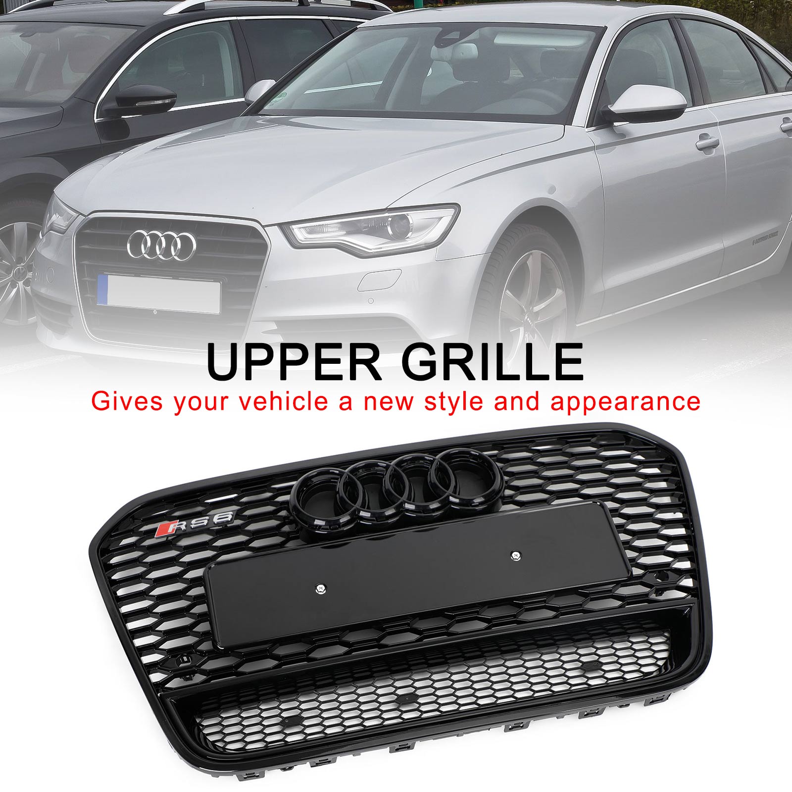 Grille de calandre en nid d'abeille en maille avant de style Audi A6 S6 C7 RS6 2012-2015