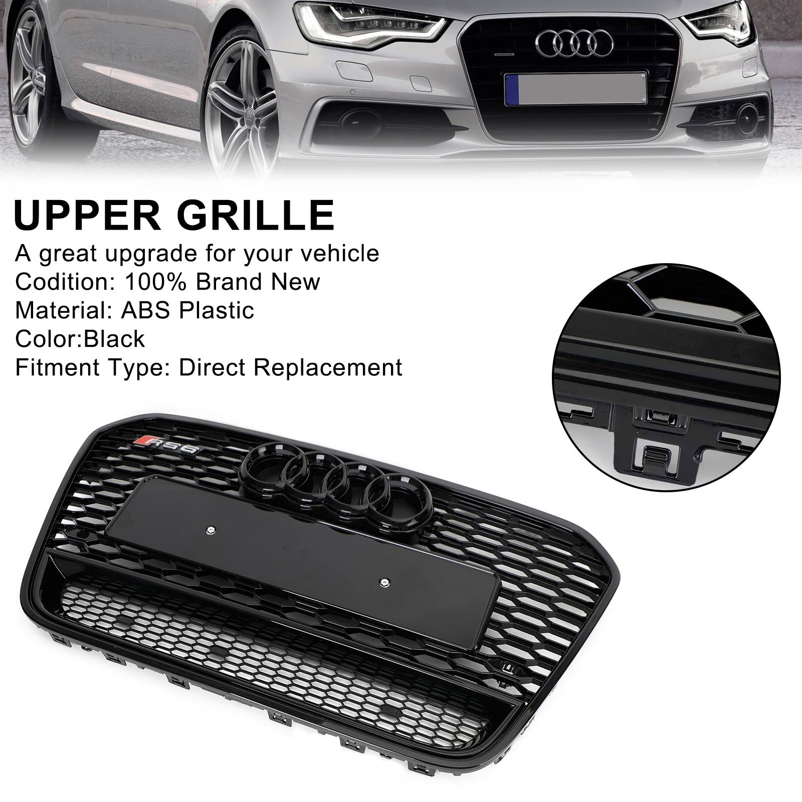 Grille de calandre en nid d'abeille en maille avant de style Audi A6 S6 C7 RS6 2012-2015