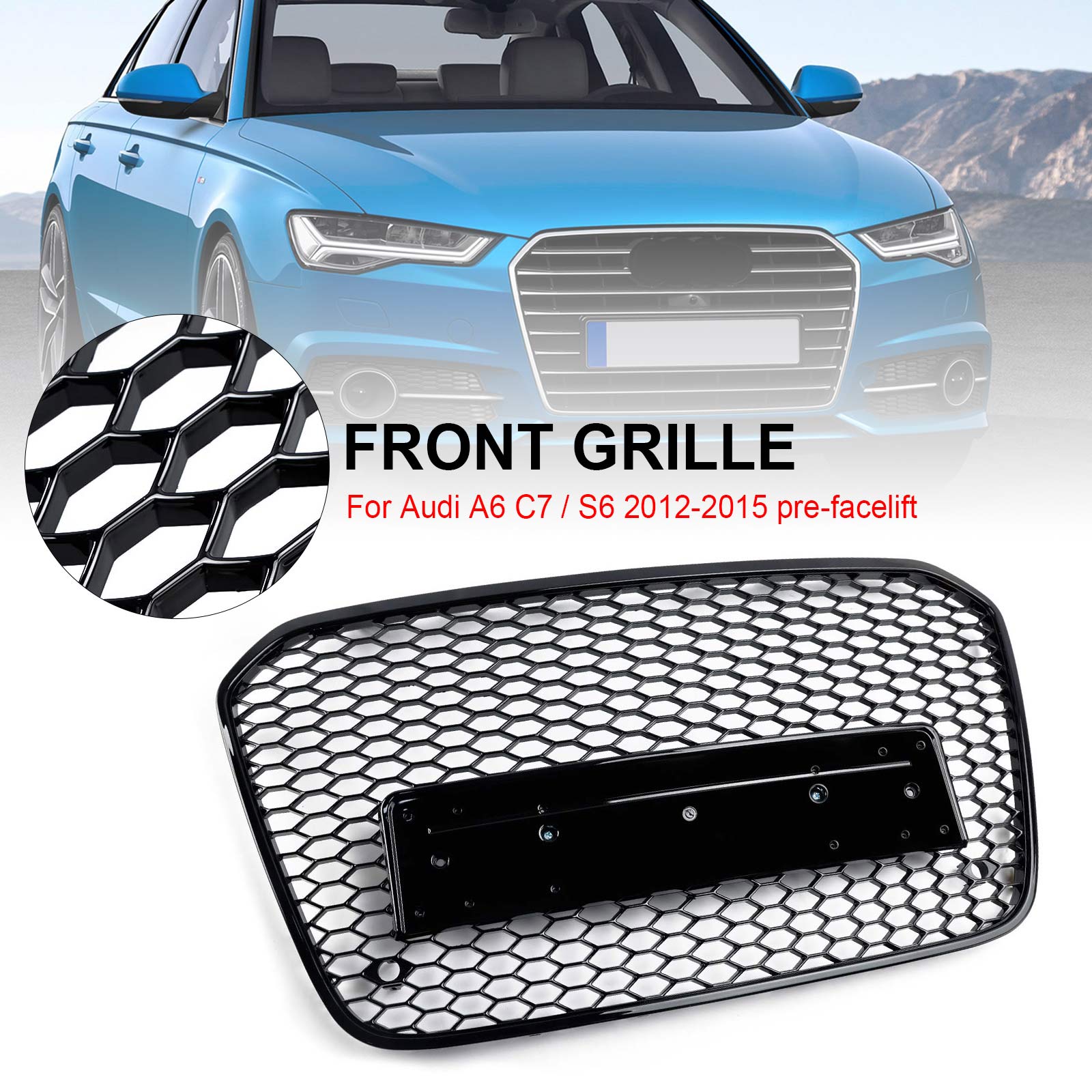 2012-2015 Audi A6 C7 S6 RS6 Stijl Honingraat Voorbumper Grille Grill