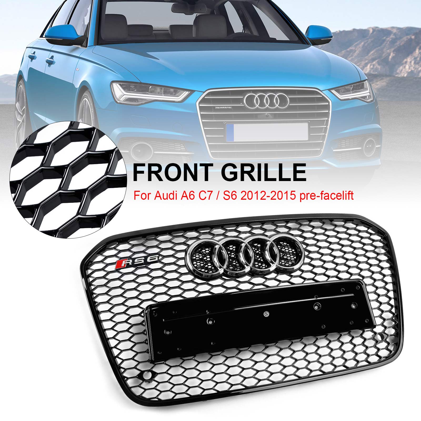 2012-2015 Audi A6 C7 S6 RS6 Style Grille de pare-chocs avant en nid d'abeille