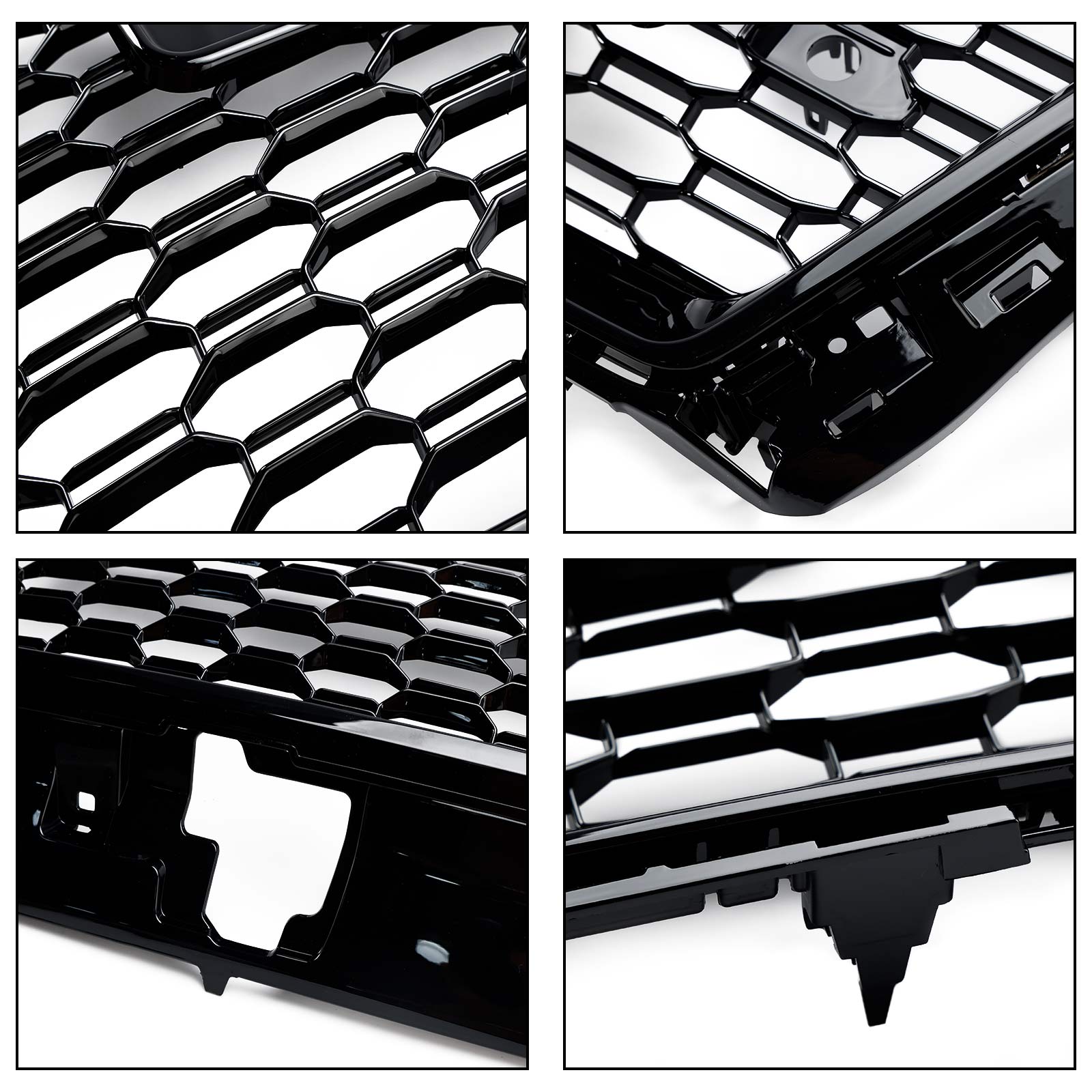 Parrilla de parachoques delantera tipo panal para Audi Q5 2013-2017, cromada/negra