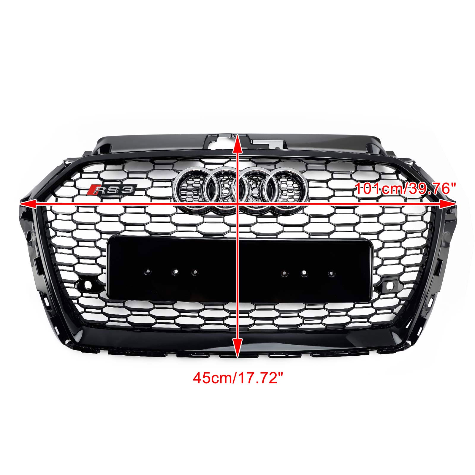 2017-2019 Audi A3 8V RS3 Style Honeycomb Mesh Front Bumper Grille Black