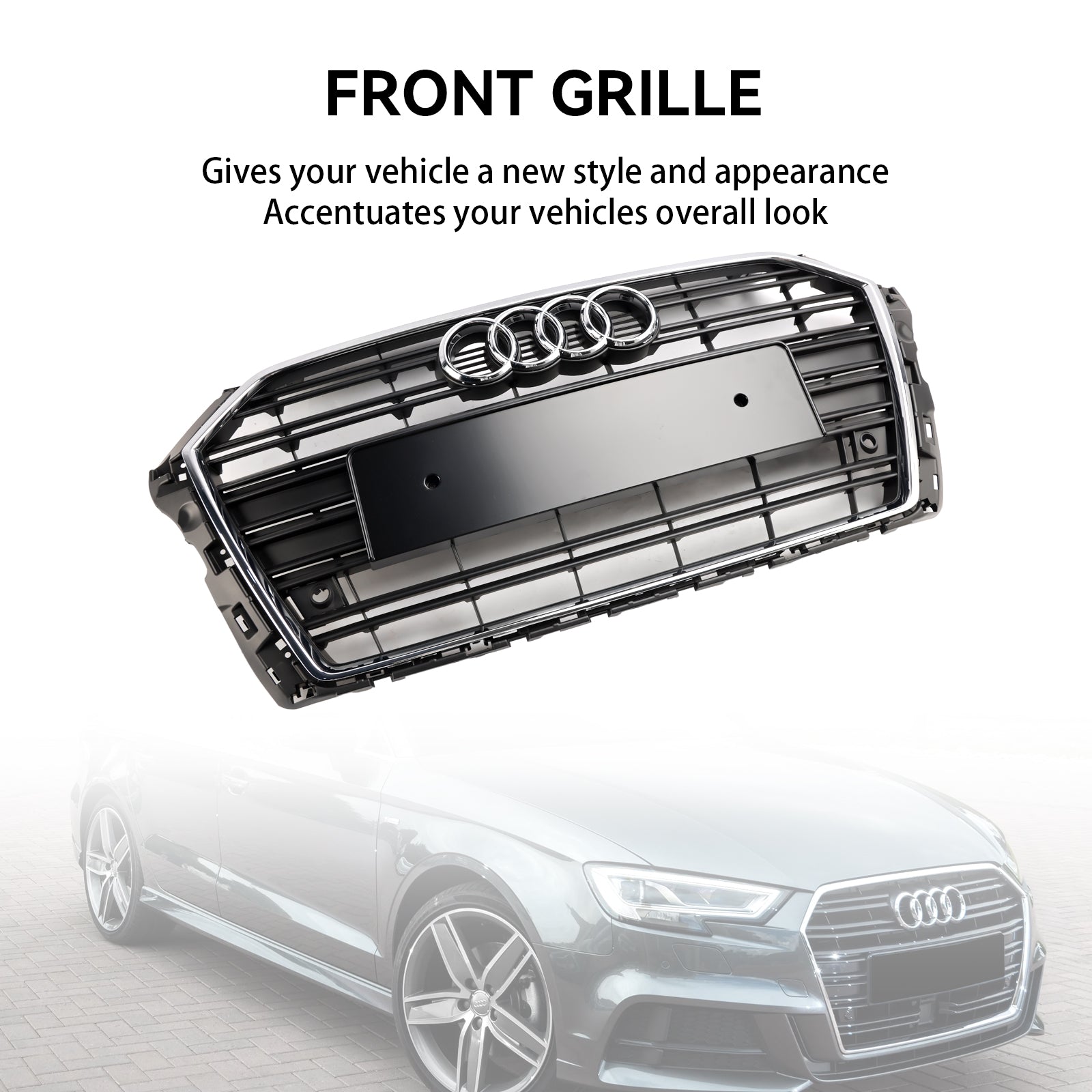 2017-2019 Audi A3 S3 Front Bumper Grill Grill 8v3853651 Chrome 8v3853651b