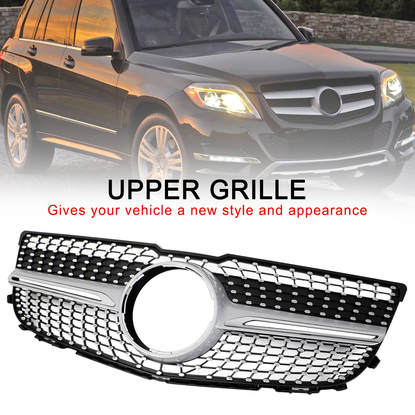 2013-2015 Mercedes Benz X204 Clase GLK Parrilla de parachoques delantero Parrilla Diamante
