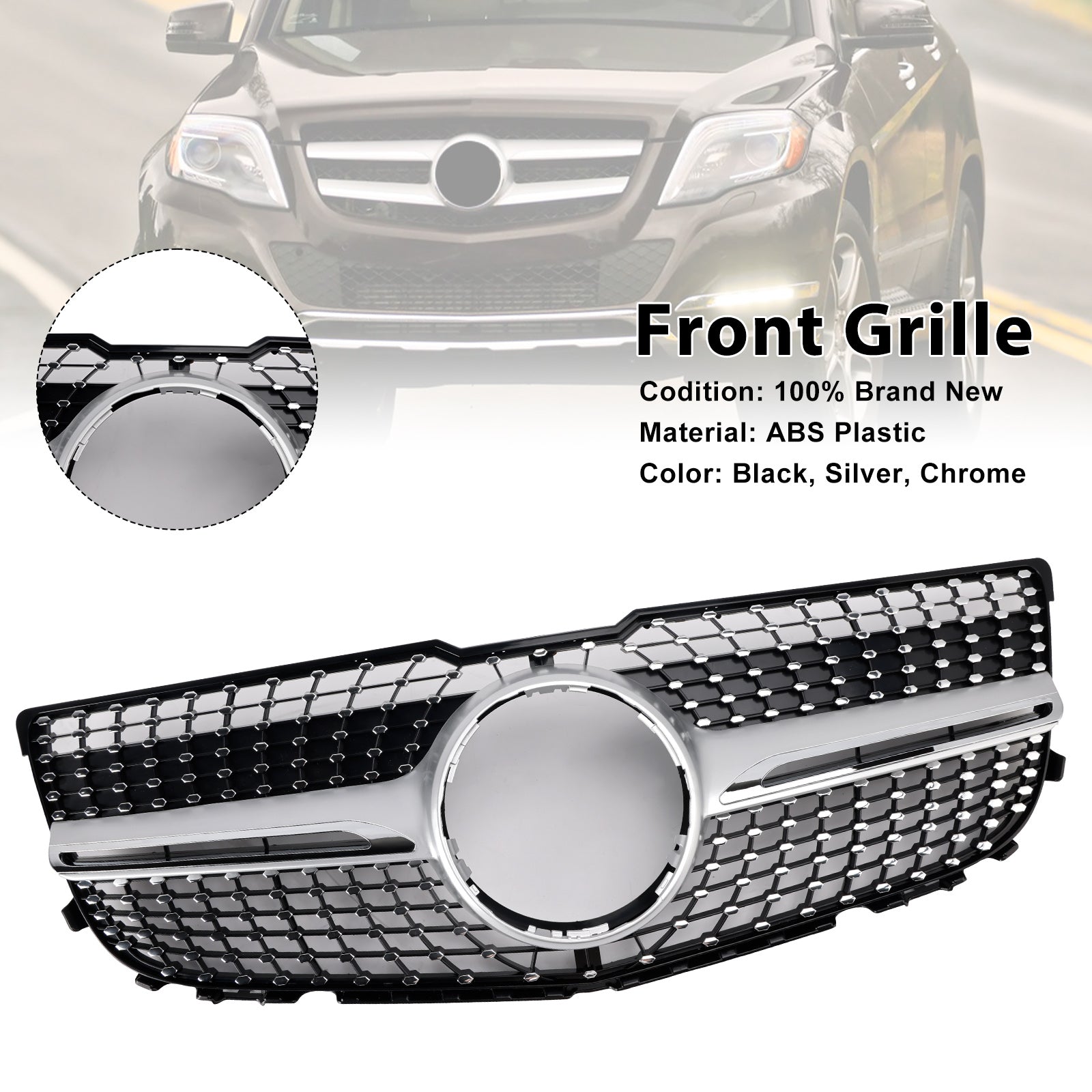 2013-2015 MERCEDES-BENZ GLK250 BLUETEC 4MATIC SPORT UTILITY 4-DEUR Voorbumper Grill Grille Diamond