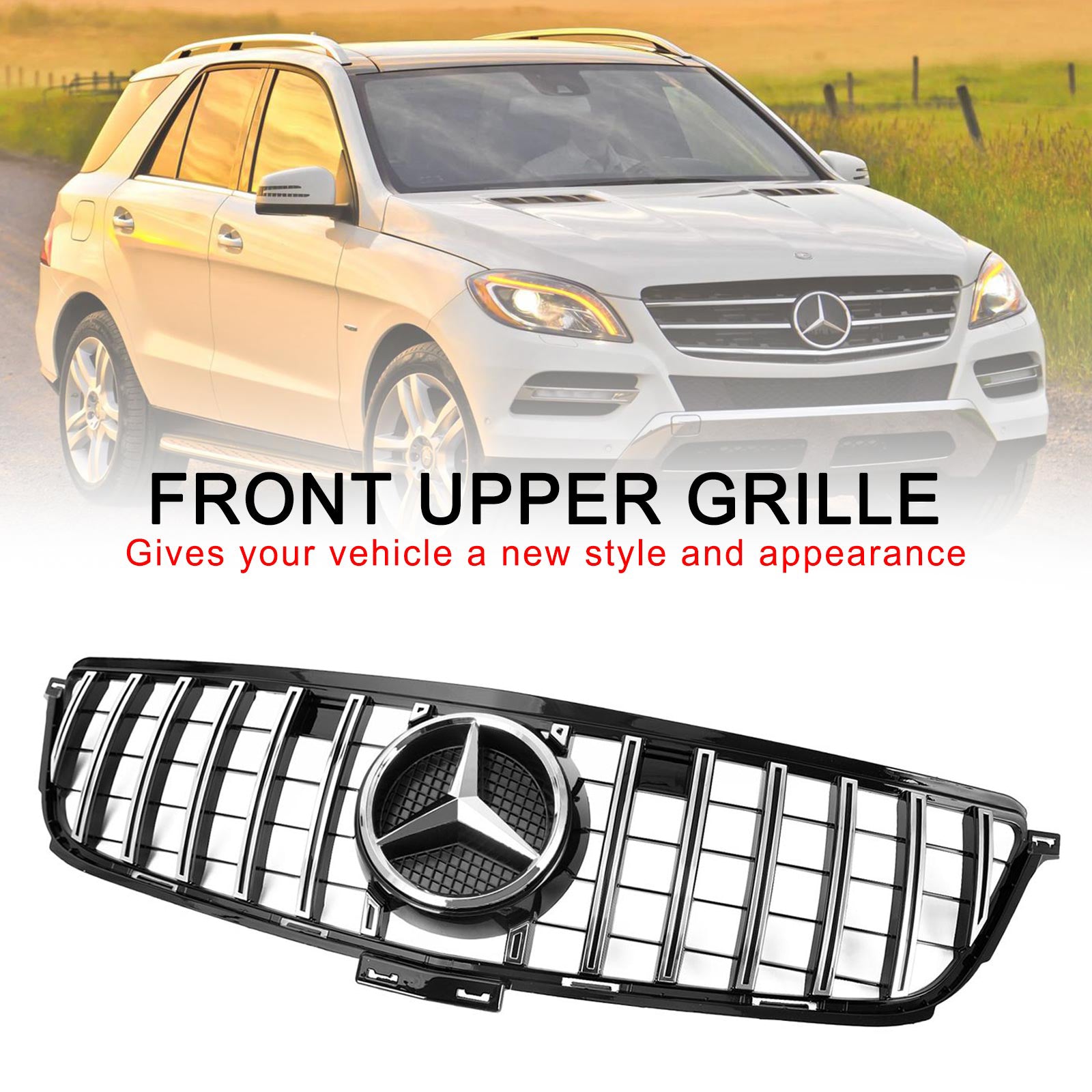 2012 2013 2014 2015 Mercedes-Benz W166 ML350 400 550 GTR Stijl Front Grille Grille Chroom Zwart