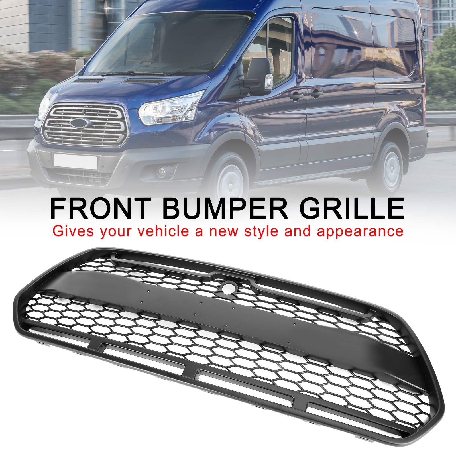 2015-2018 Ford Transit MK8 Raptor Upgrade Agressieve stijl Matzwarte voorbumpergrille