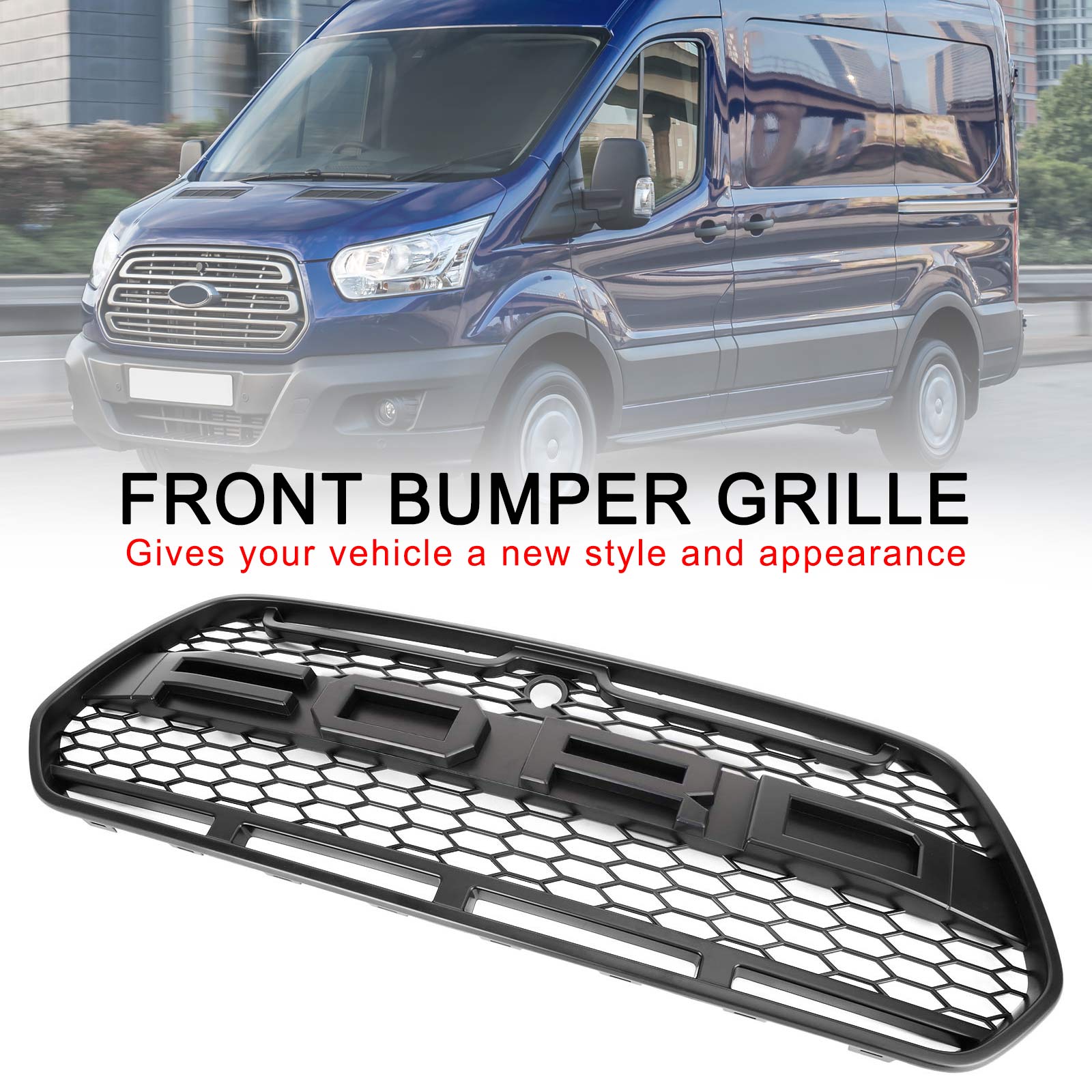 2015-2018 Ford Transit MK8 Raptor Matte Black Front Bumper Grille Grill