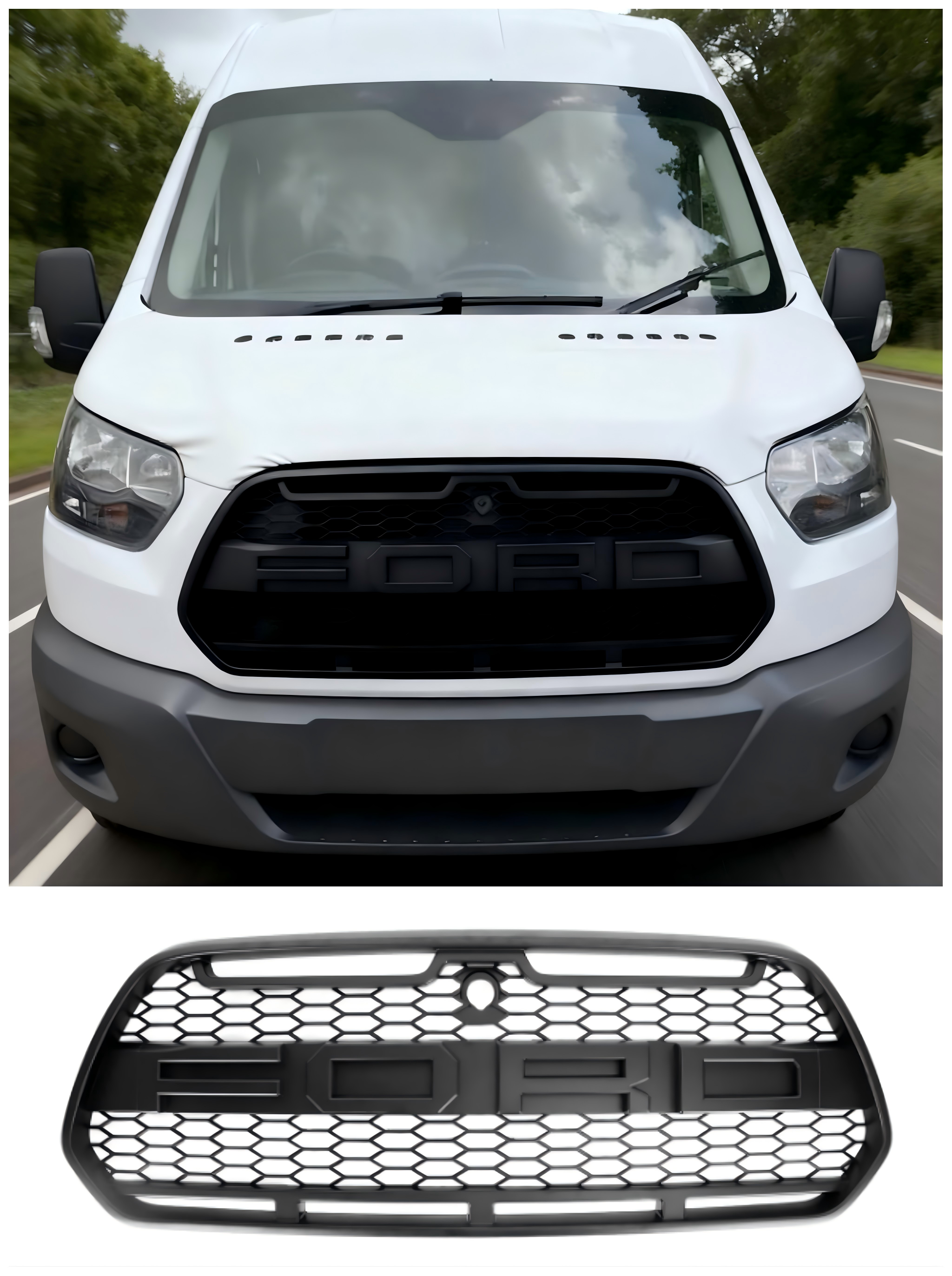 2015-2018 Raptor Matte Black Front Bumper Grill Grill Fit for Ford Transit Mk8
