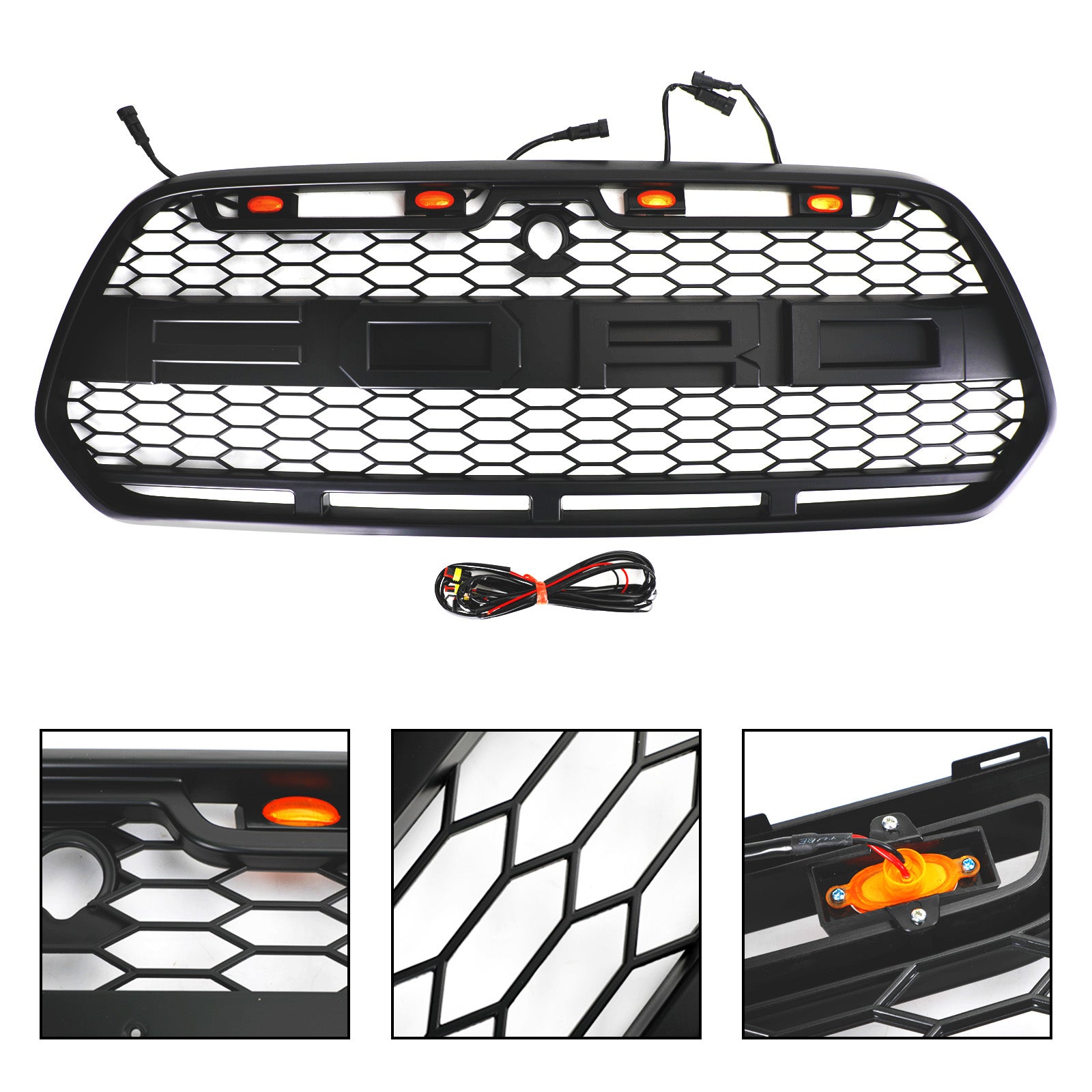 Matte Black Front Bumper Grille Grill w/LED Fit Ford Transit MK8 2015-2018 Raptor