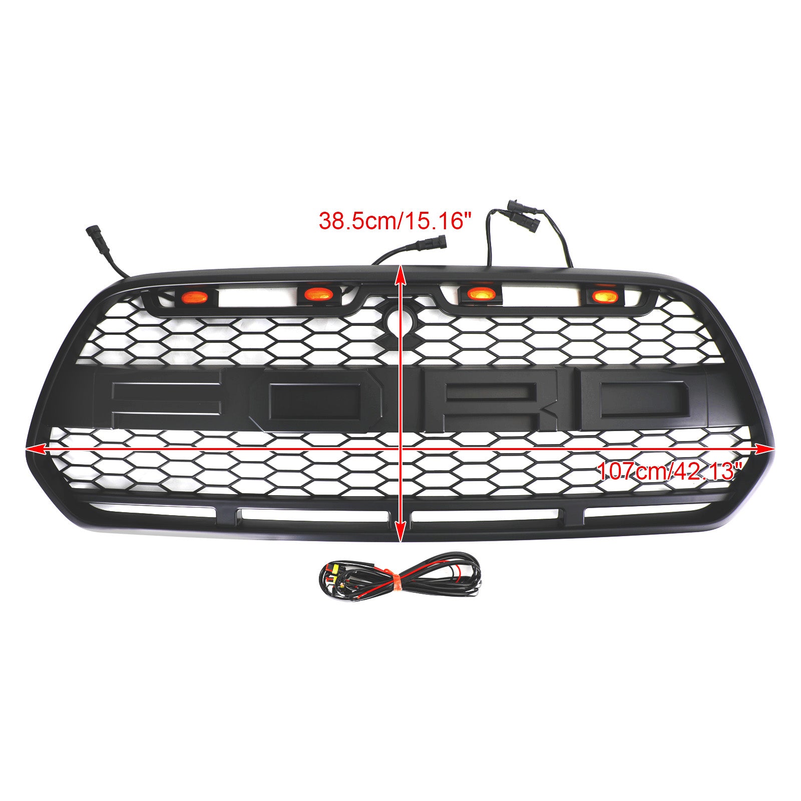 Matzwarte voorbumpergrille met LED geschikt voor Ford Transit MK8 2015-2018 Raptor