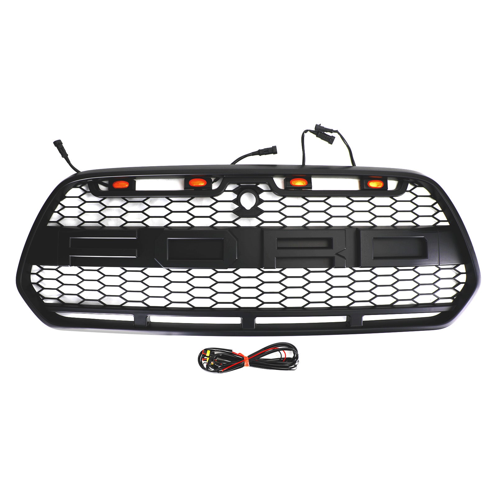 2015-2018 Ford Transit MK8 Raptor Matt Black Front Bumper Grille Grill w/LED