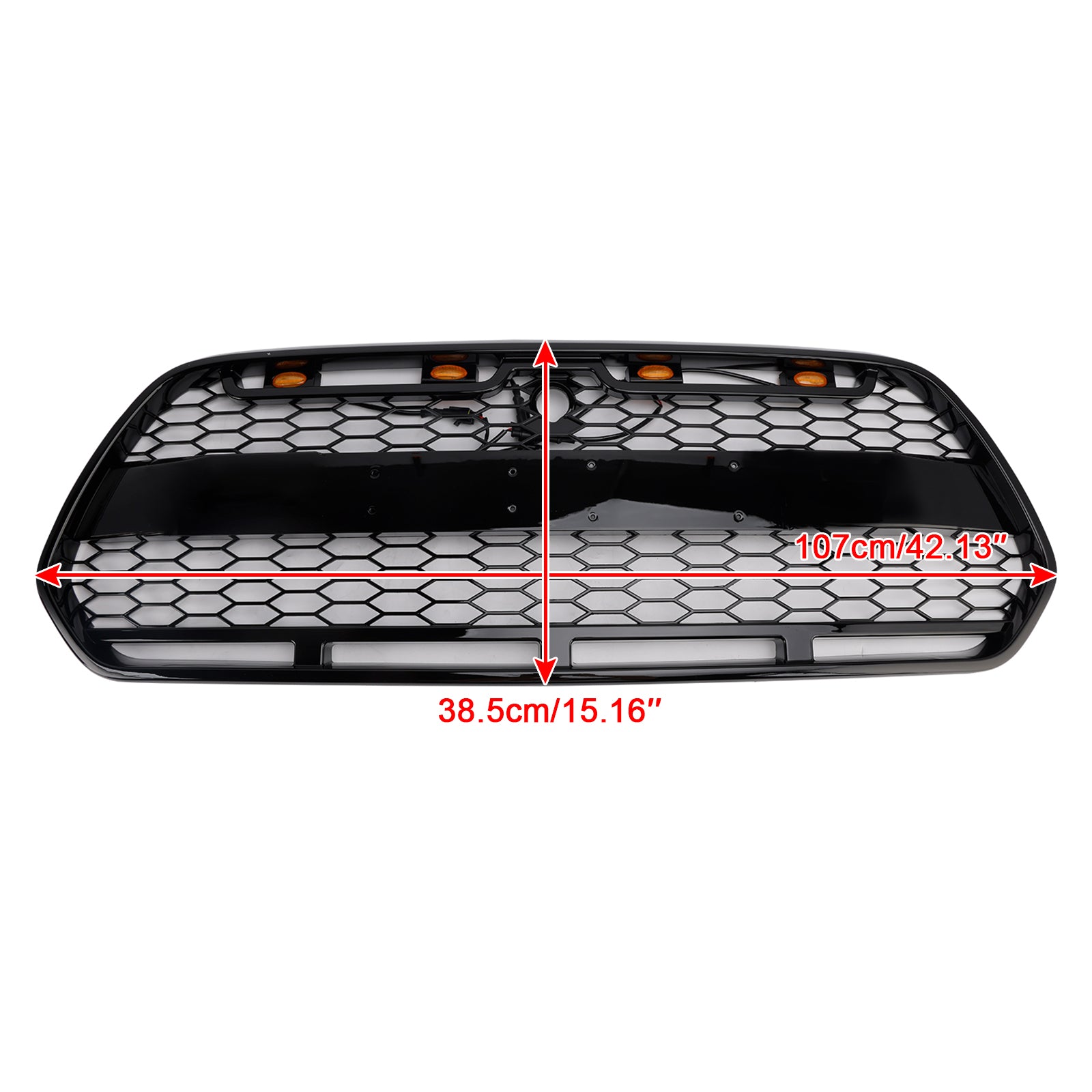 Parrilla de parachoques delantero para Ford Transit MK8 Raptor 2015-2018 con LED, color negro brillante
