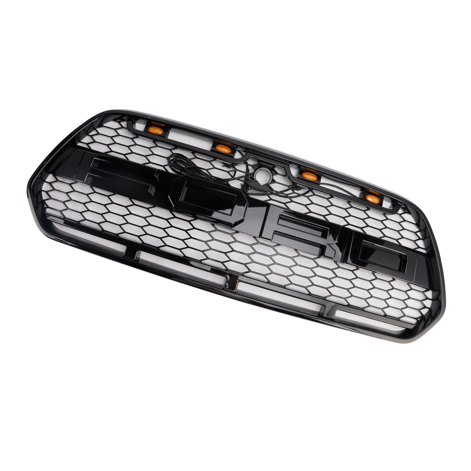 Glans svart front støtfanger grill grill passet Ford transitt MK8 2015-2018 Raptor m/LED