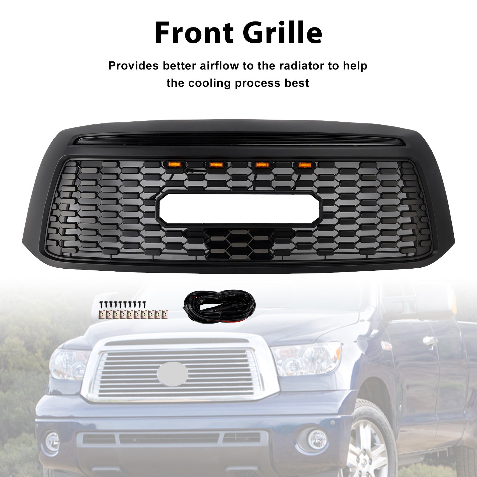 2010-2013 Toyota Tundra TRD PRO Black Honeycomb Front Bumper Grill Grille