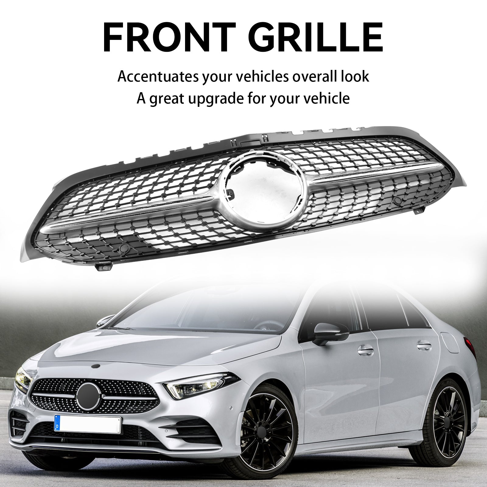 2019-2023 Benz A-Klasse W177 Diamond Front Bumper Grille Zwart